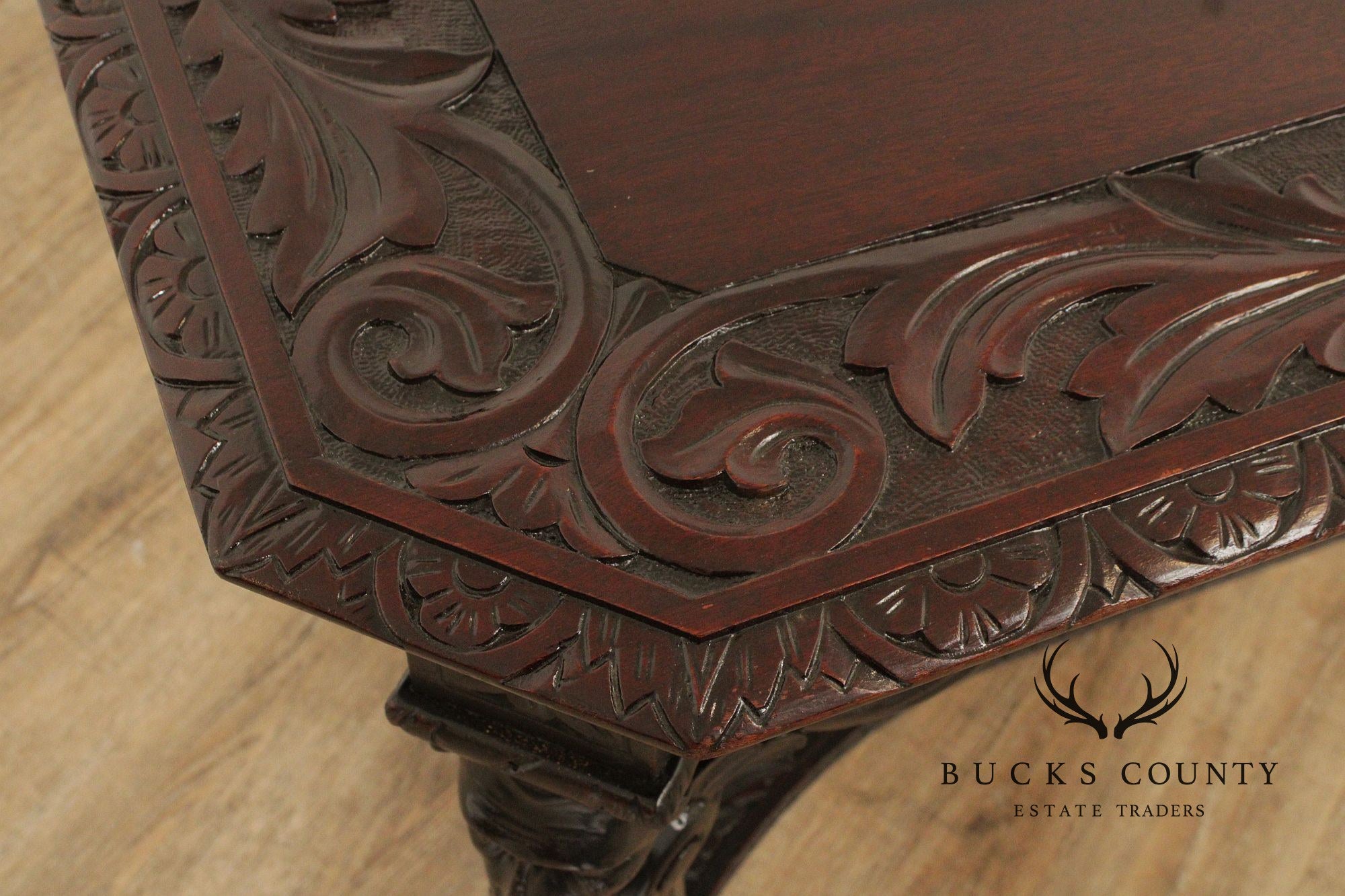 Antique Victorian Carved Mahogany Partners Desk