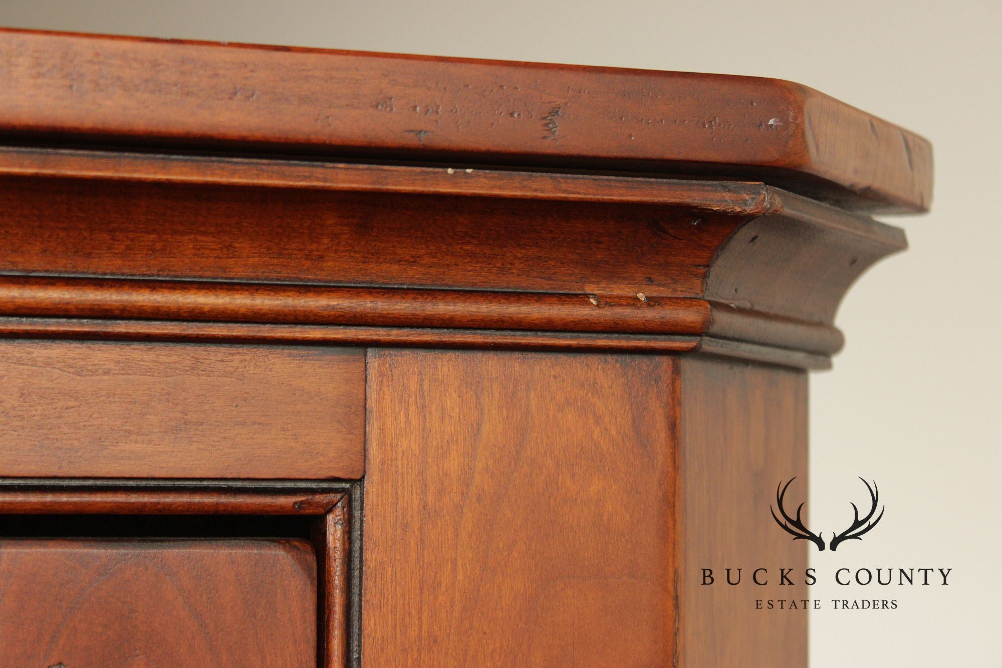 Primitive Two-Door Cherry Narrow Corner Cupboard