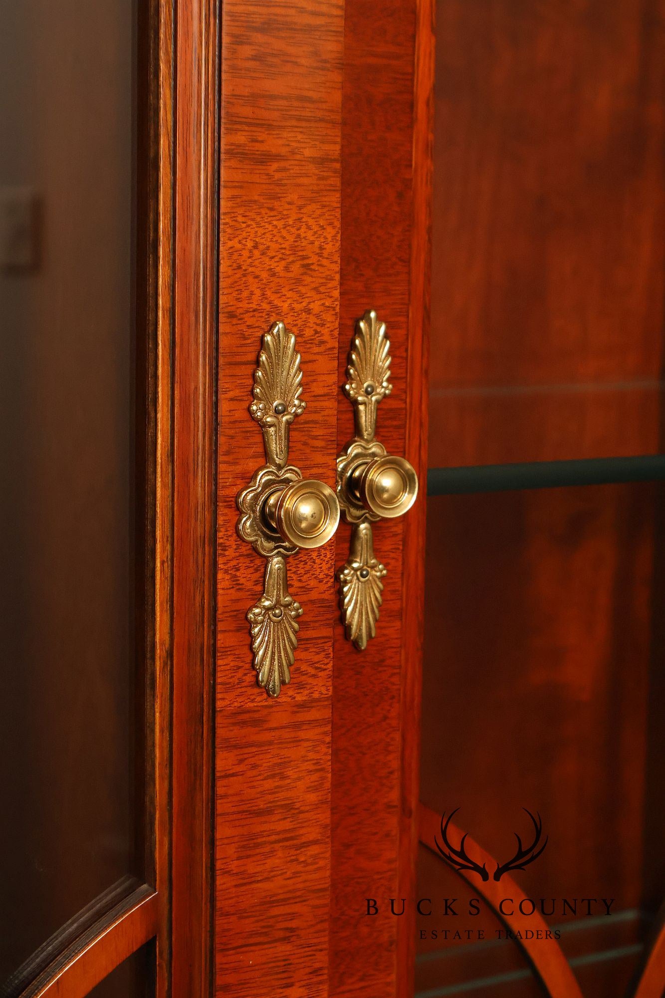 Kindel Neoclassical Style Mahogany Breakfront China Cabinet