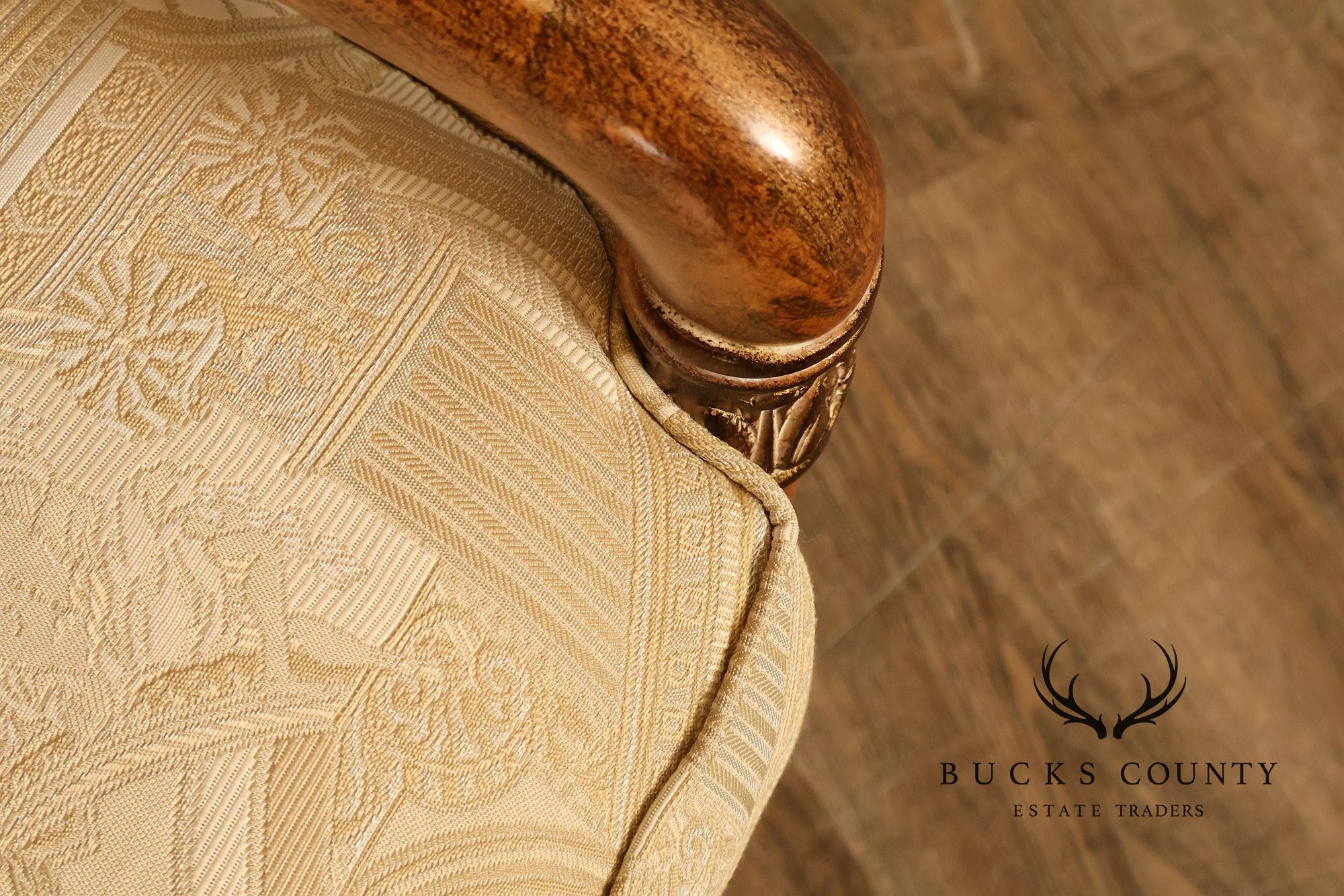 French Empire Style Pair of Carved Mahogany Armchairs
