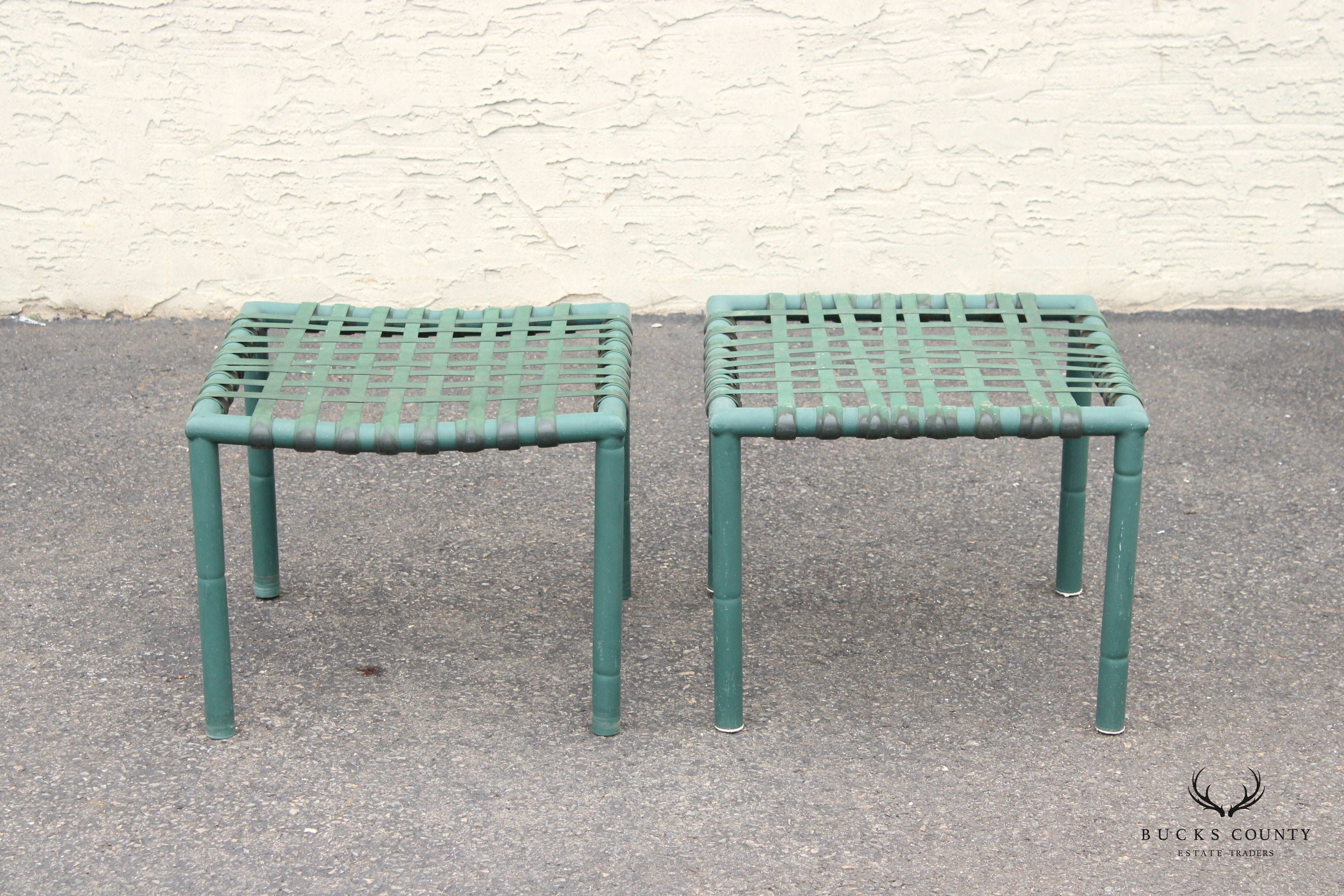 Hauser Vintage Pair of Faux Bamboo Outdoor Patio Stools