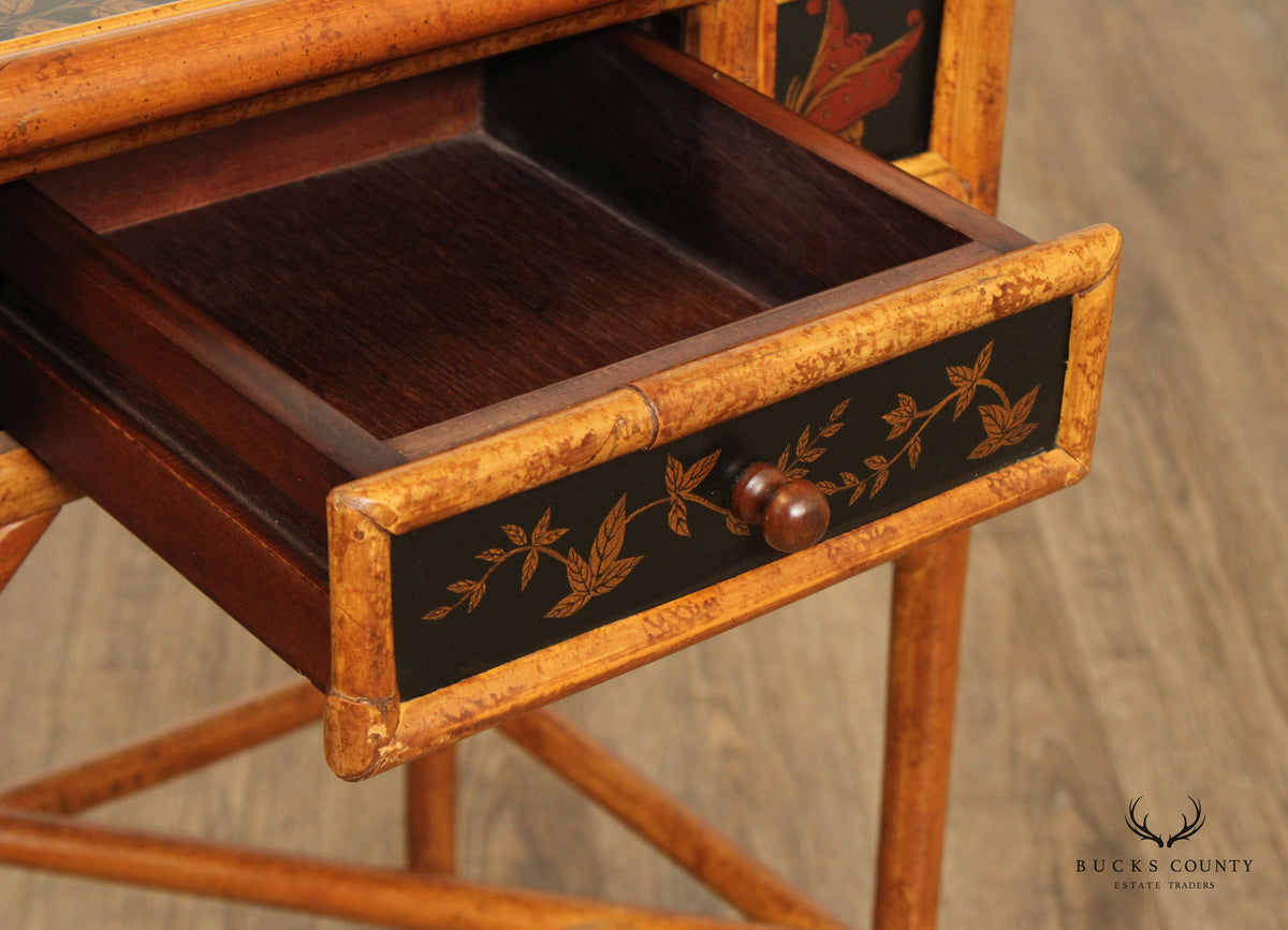 Chinoiserie Rattan Side Table