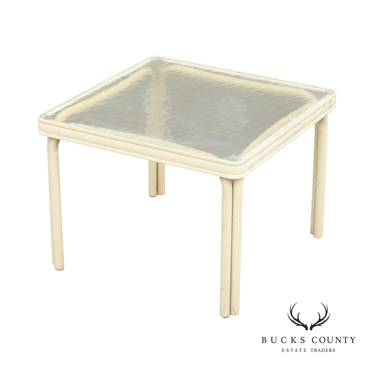Brown Jordan Vintage Outdoor Patio Glass Square Top Side Table