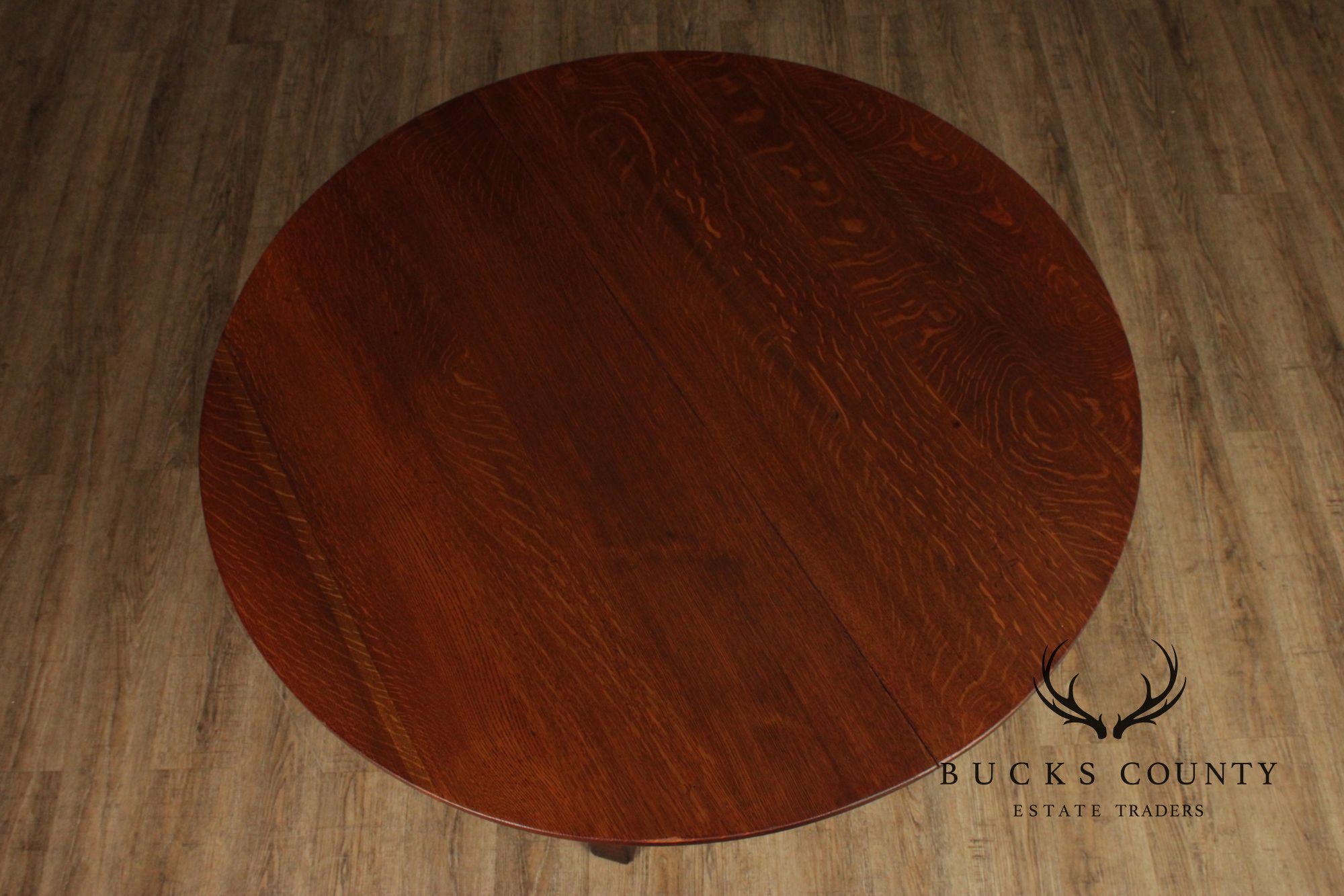 L. & J.G. Stickley Antique Round Oak Dining Table