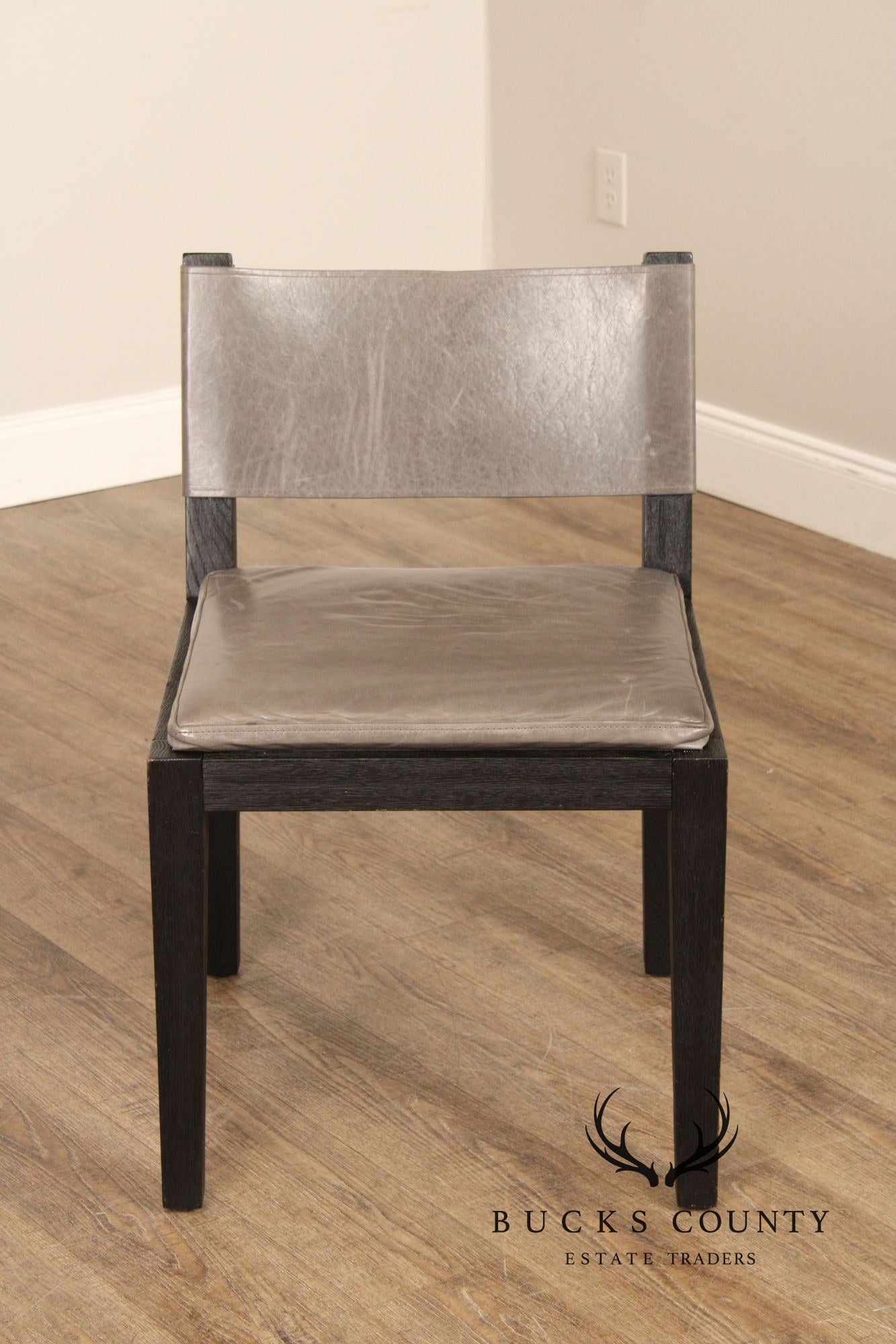 Restoration Hardware Saddle Leather Set Of Four Dining Chairs