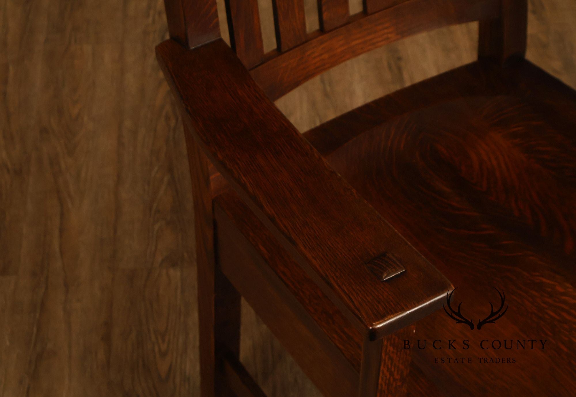 Stickley Mission Collection Pair Of Oak Cottage Armchairs