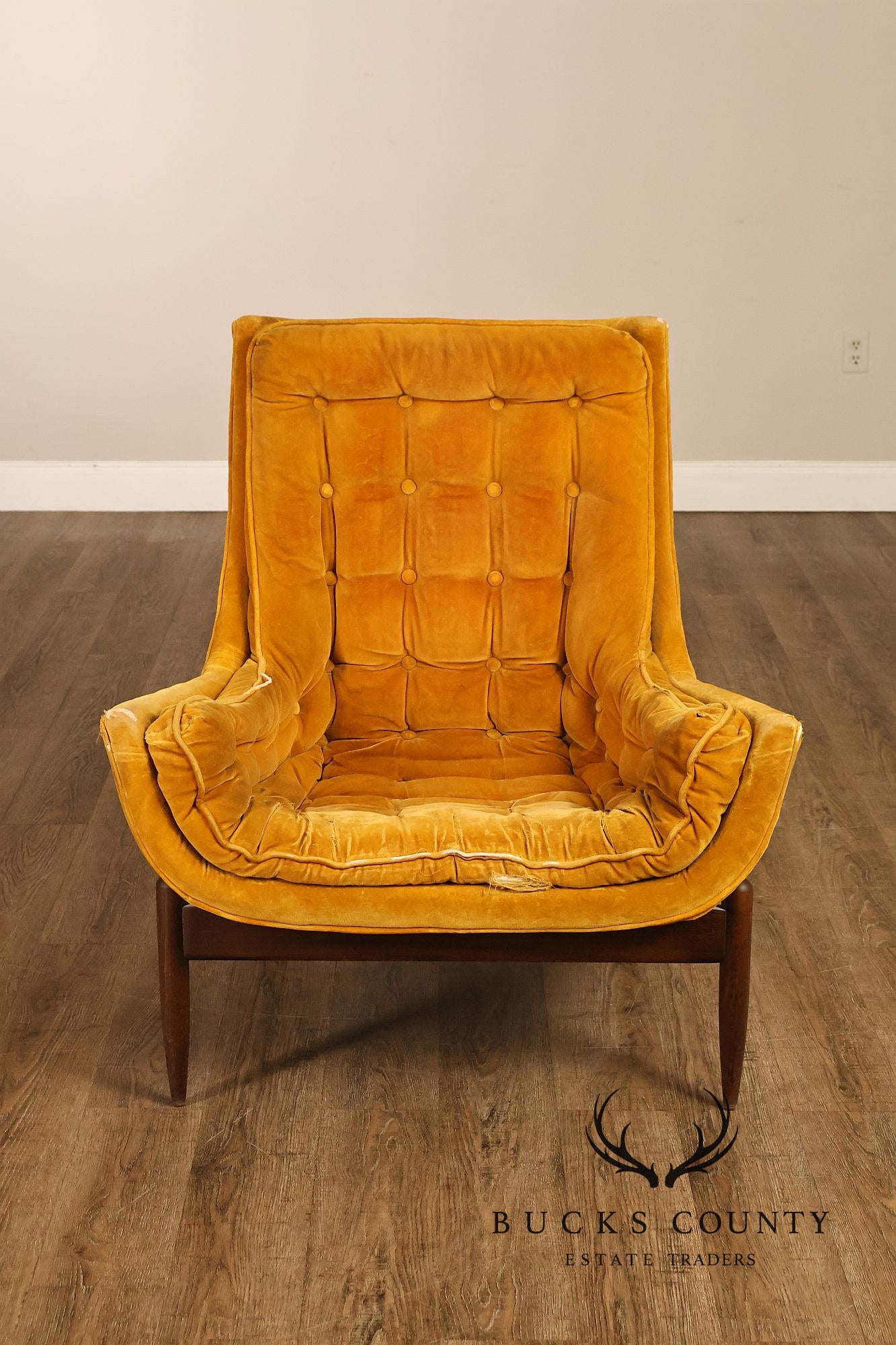 Mid Century Modern Tufted Lounge Chair and Ottoman