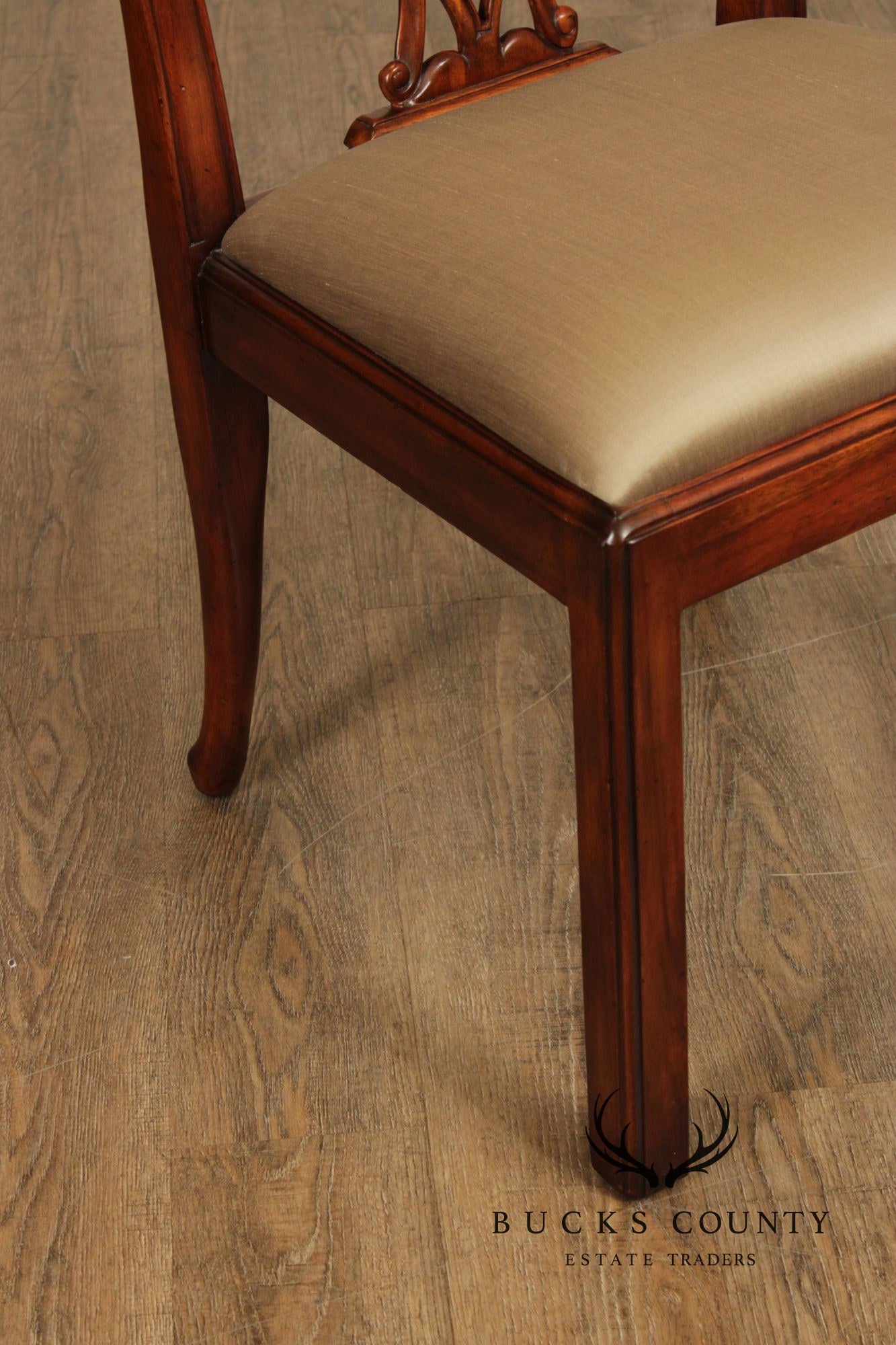 Theodore Alexander Chippendale Style Pair Of Carved Mahogany Side Chairs