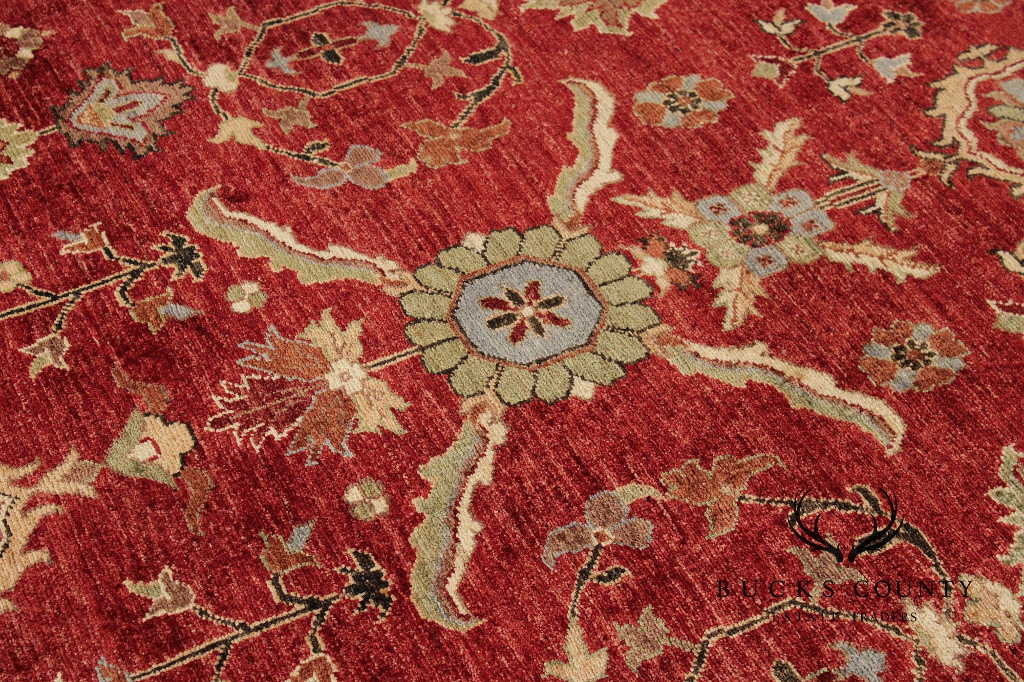 Persian Heriz Style Wool Area Rug With Red Field 8'x10'