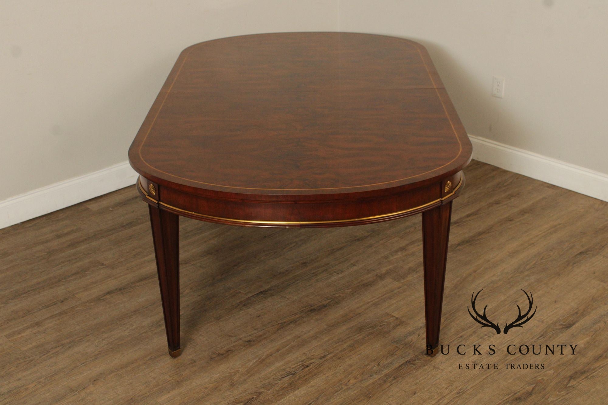 Maitland Smith Empire Style Oval Top Mahogany Expandable Dining Table