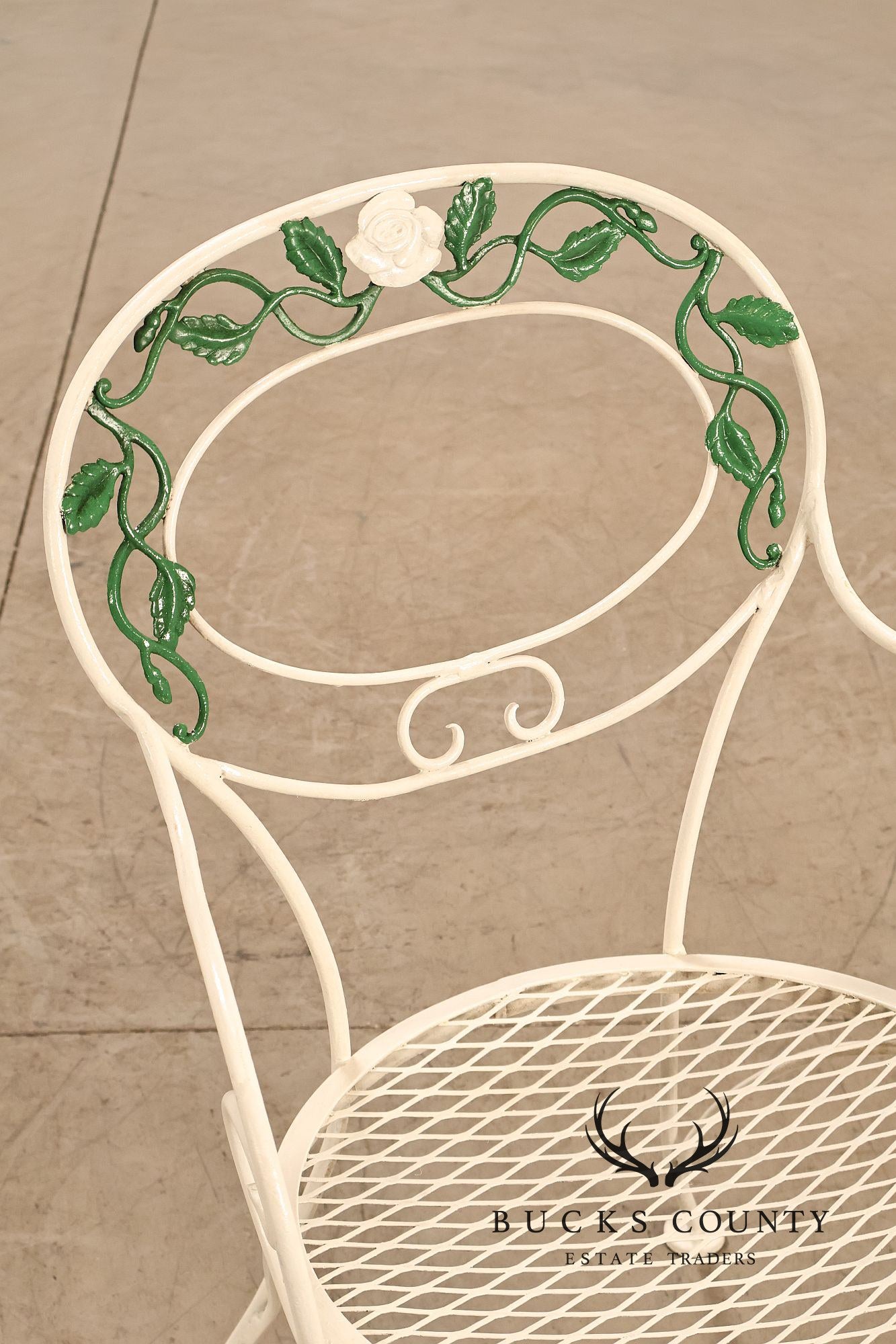 Woodard 'Chantilly Rose' Set of Four Wrought Iron Patio Dining Chairs