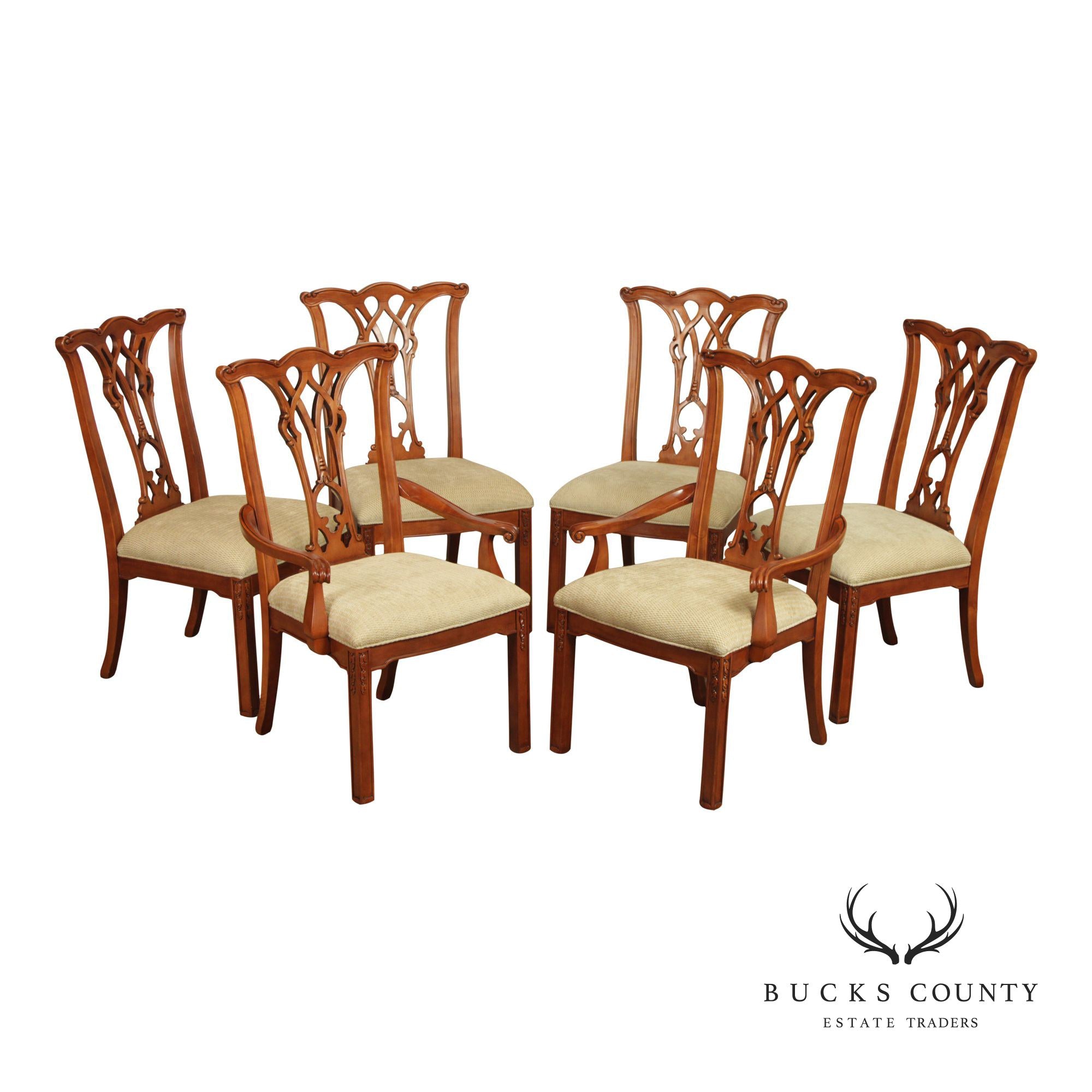 Harden Chippendale Style Set of Six Cherry Dining Chairs