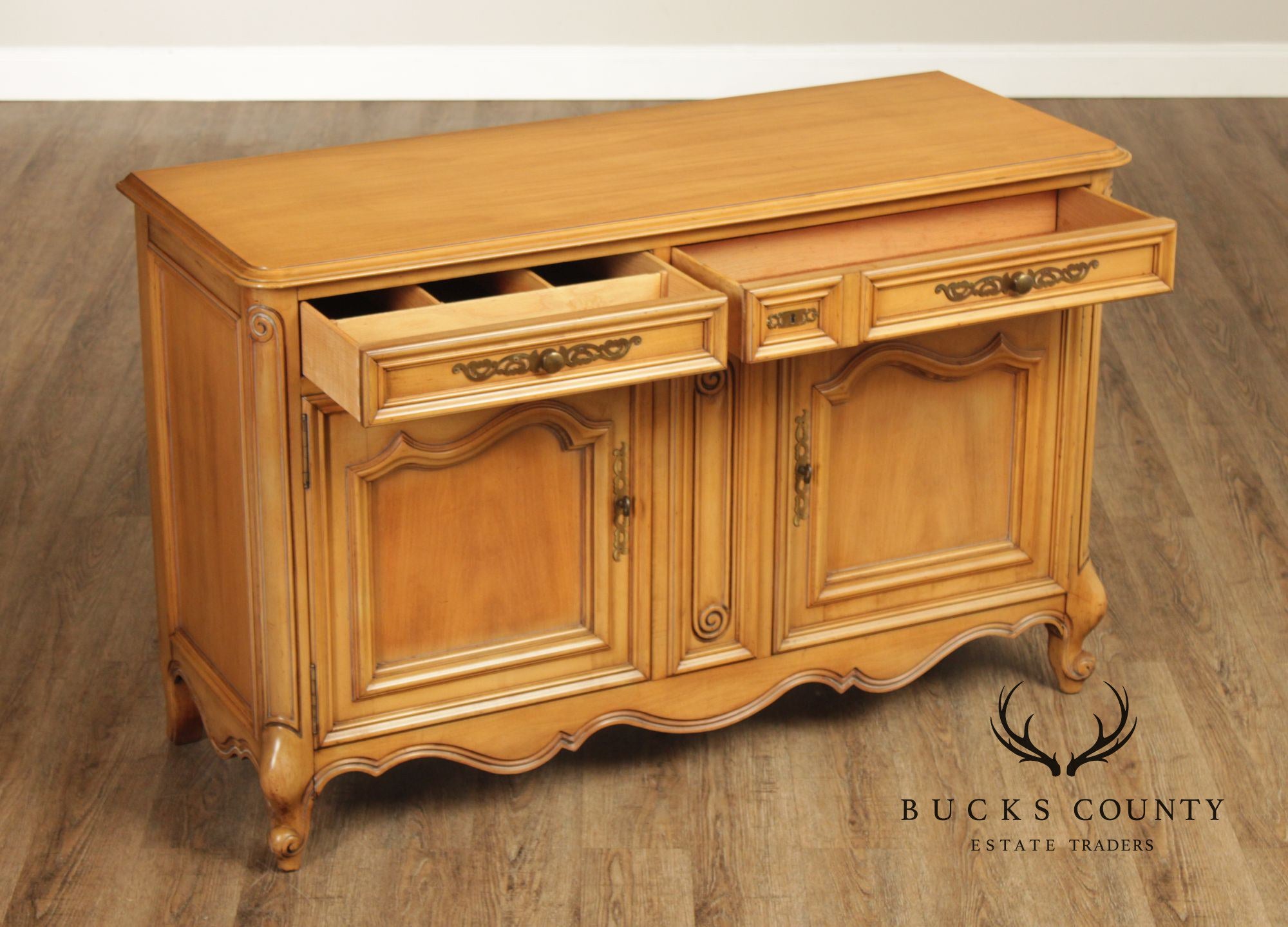 J.L. Metz Furniture French Louis XV Style Fruitwood Server Cabinet