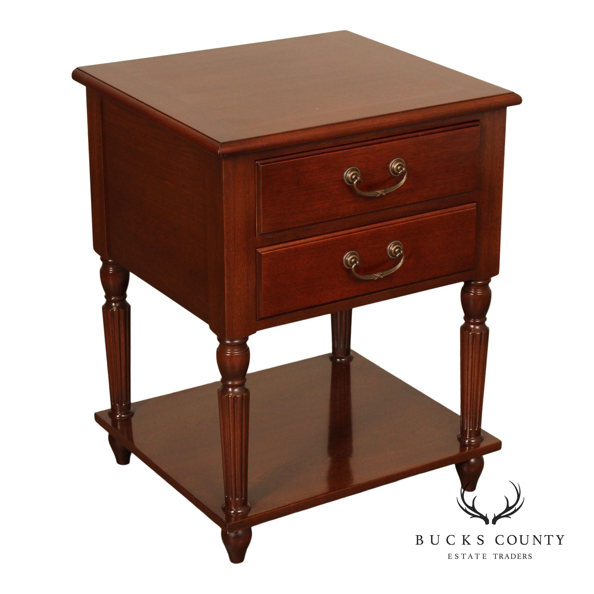 Traditional Style Two Drawer Mahogany Nightstand