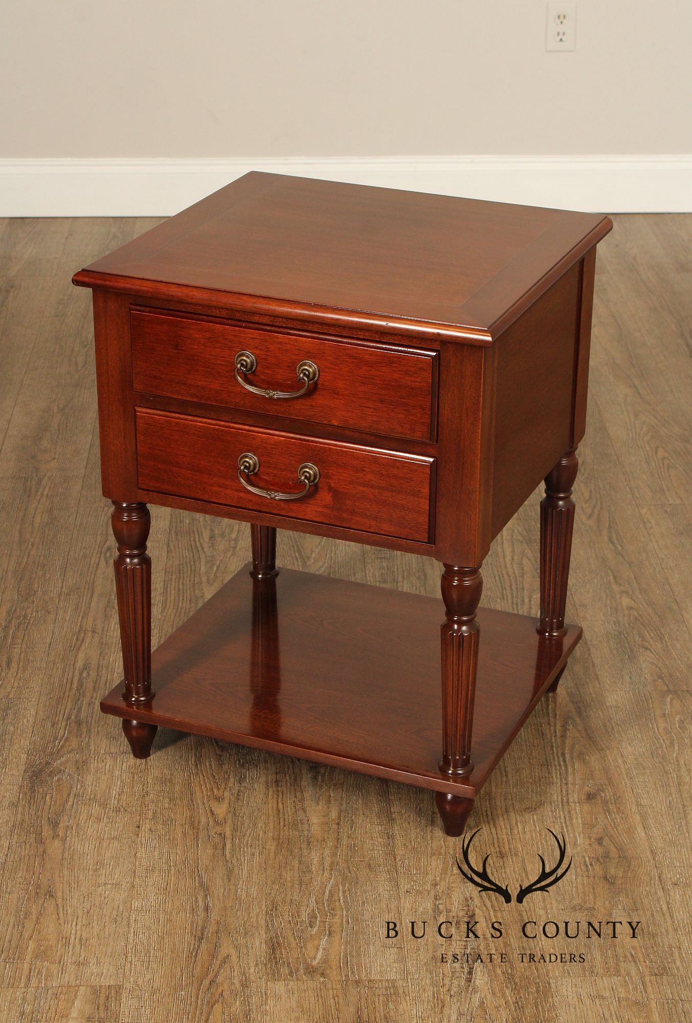 Traditional Style Two Drawer Mahogany Nightstand