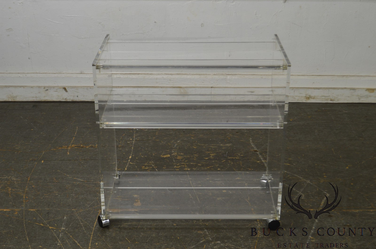 Mid Century Modern Lucite 3 Tier Serving Cart