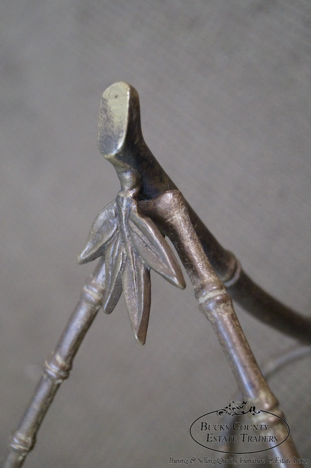 Brass & Glass Faux Bamboo Round Small Side Table
