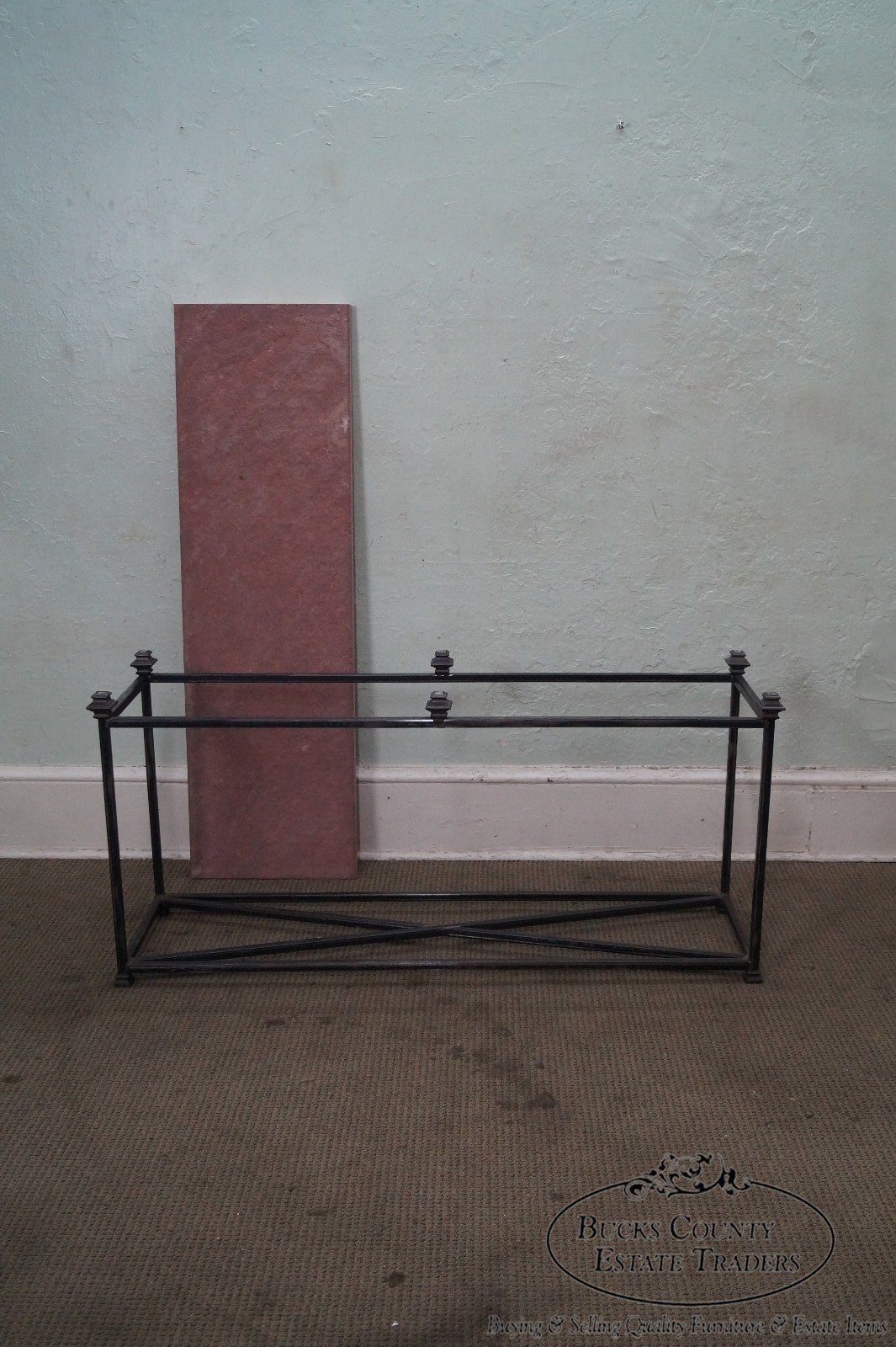 Quality Iron Base Console Table w/ Slate Top