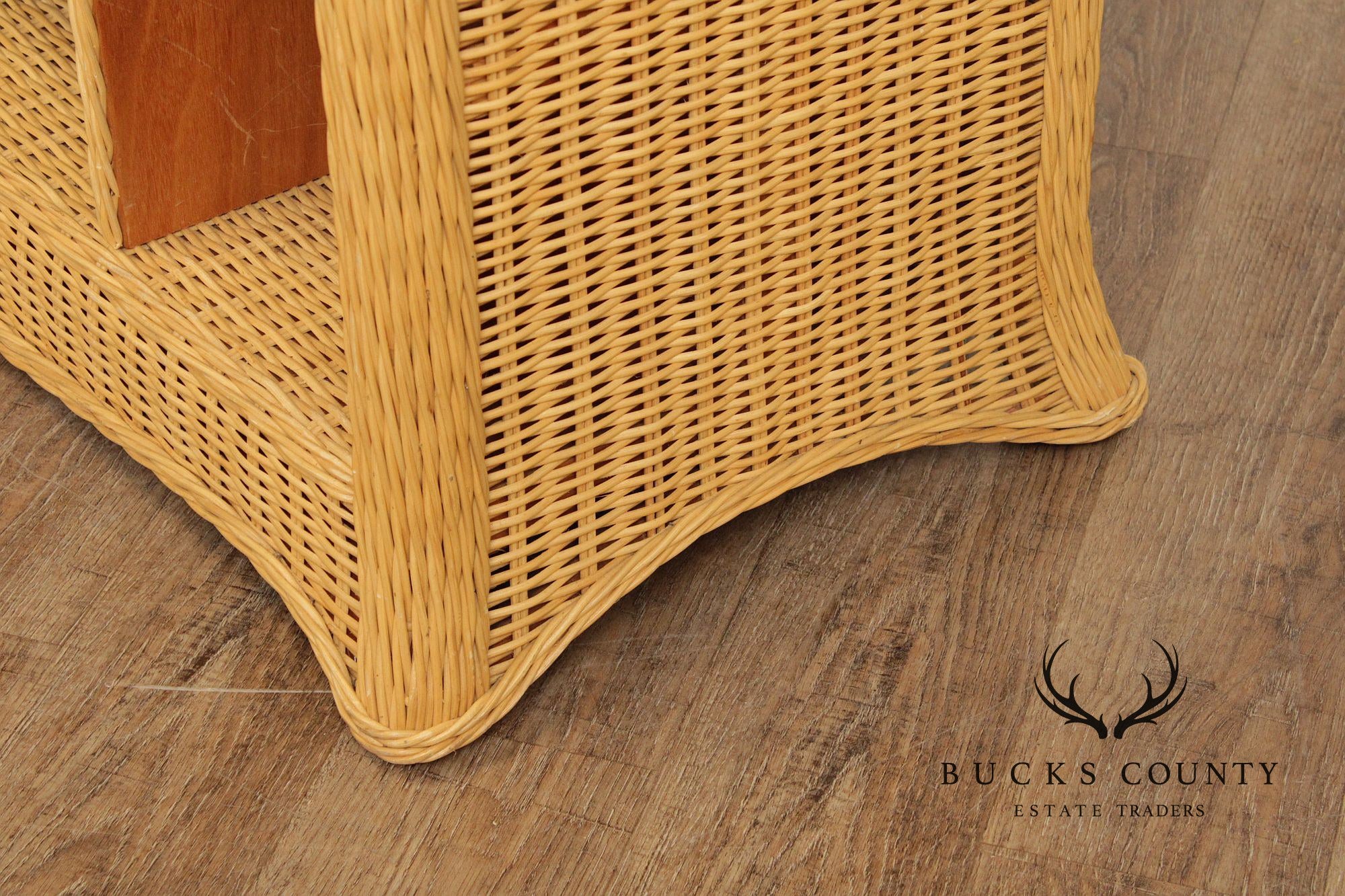 Vintage Wicker Computer Desk Console