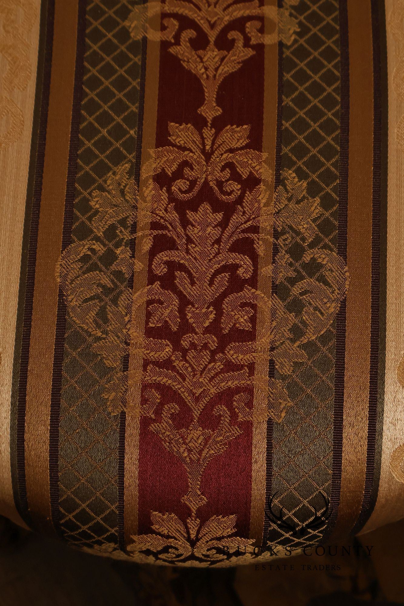 Pair Of Traditional Upholstered Skirted Round Ottomans