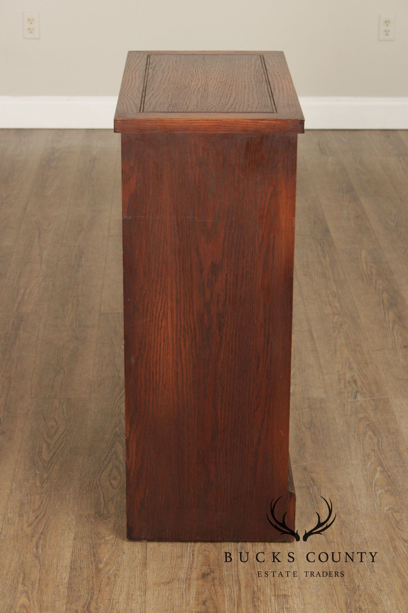 Romweber Pair of Carved Oak Low Bookcases