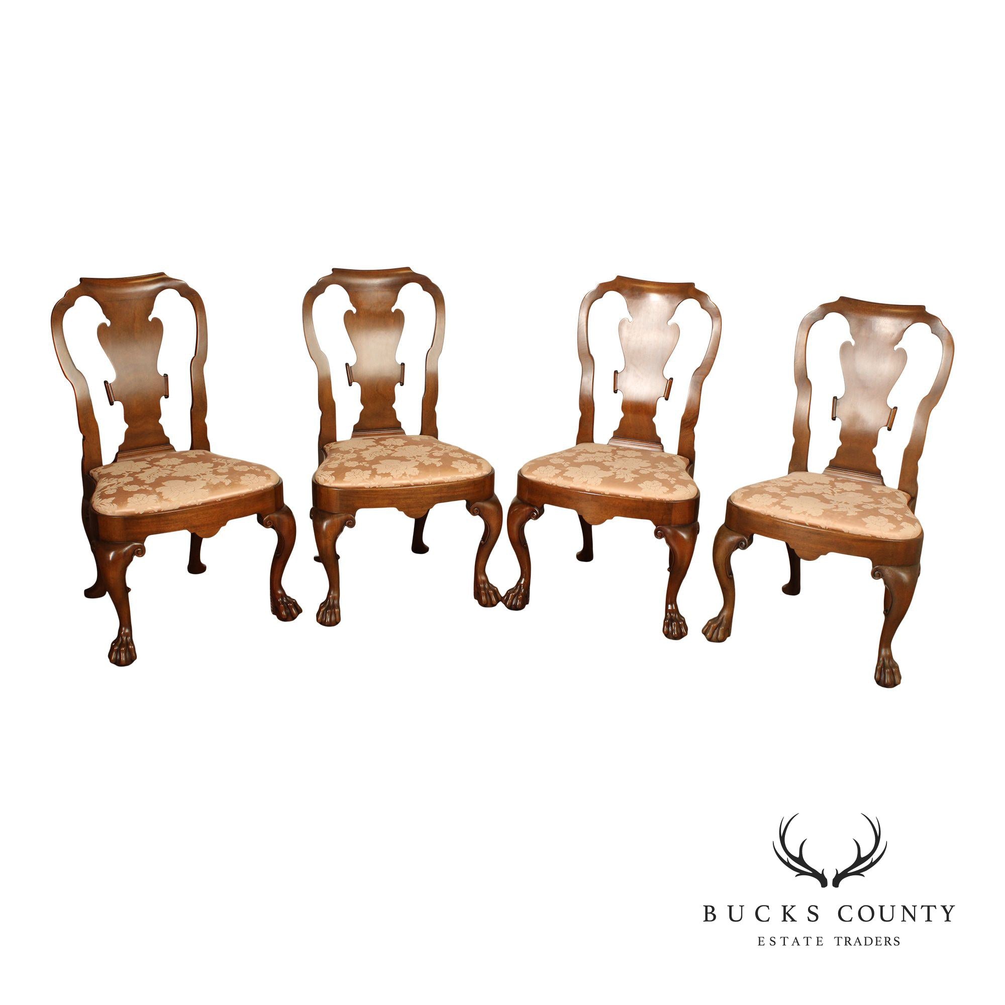 Kittinger Colonial Williamsburg Collection Set Of Four Mahogany Georgian Style Dining Chairs CW180