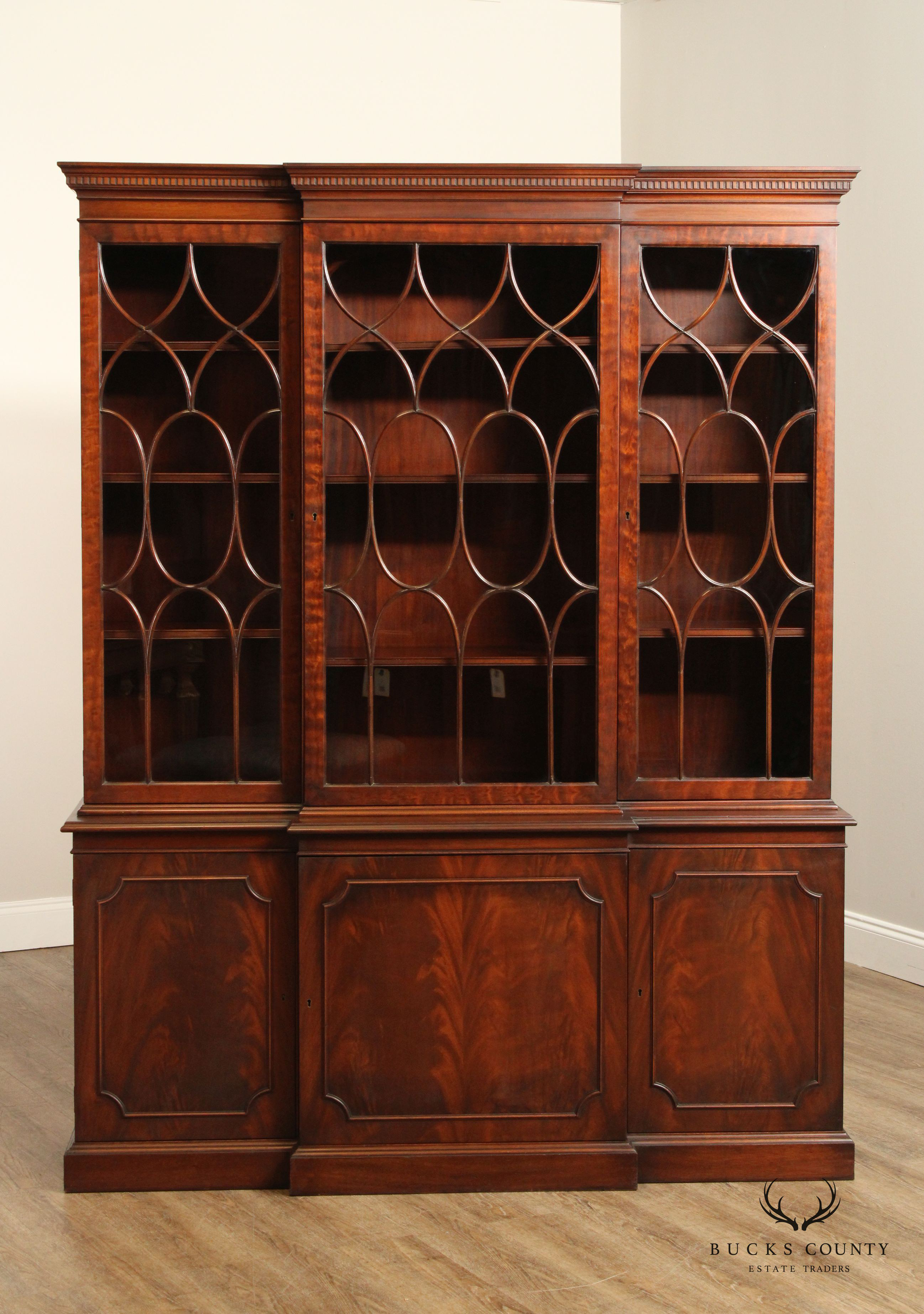 Charak Georgian Style Mahogany Hand Crafted Breakfront