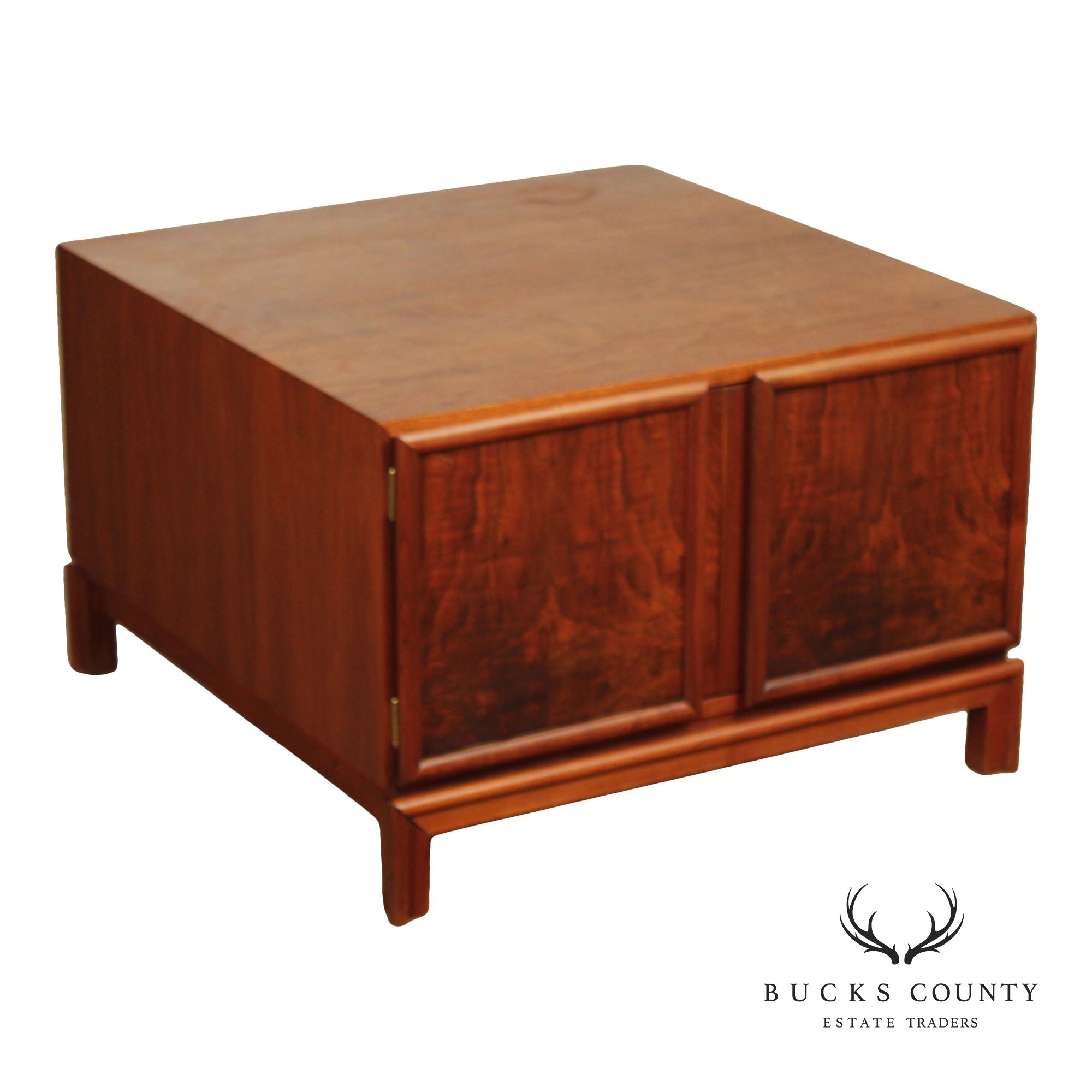 Brown Saltman Mid-Century Modern Walnut Cube Cabinet Coffee Table