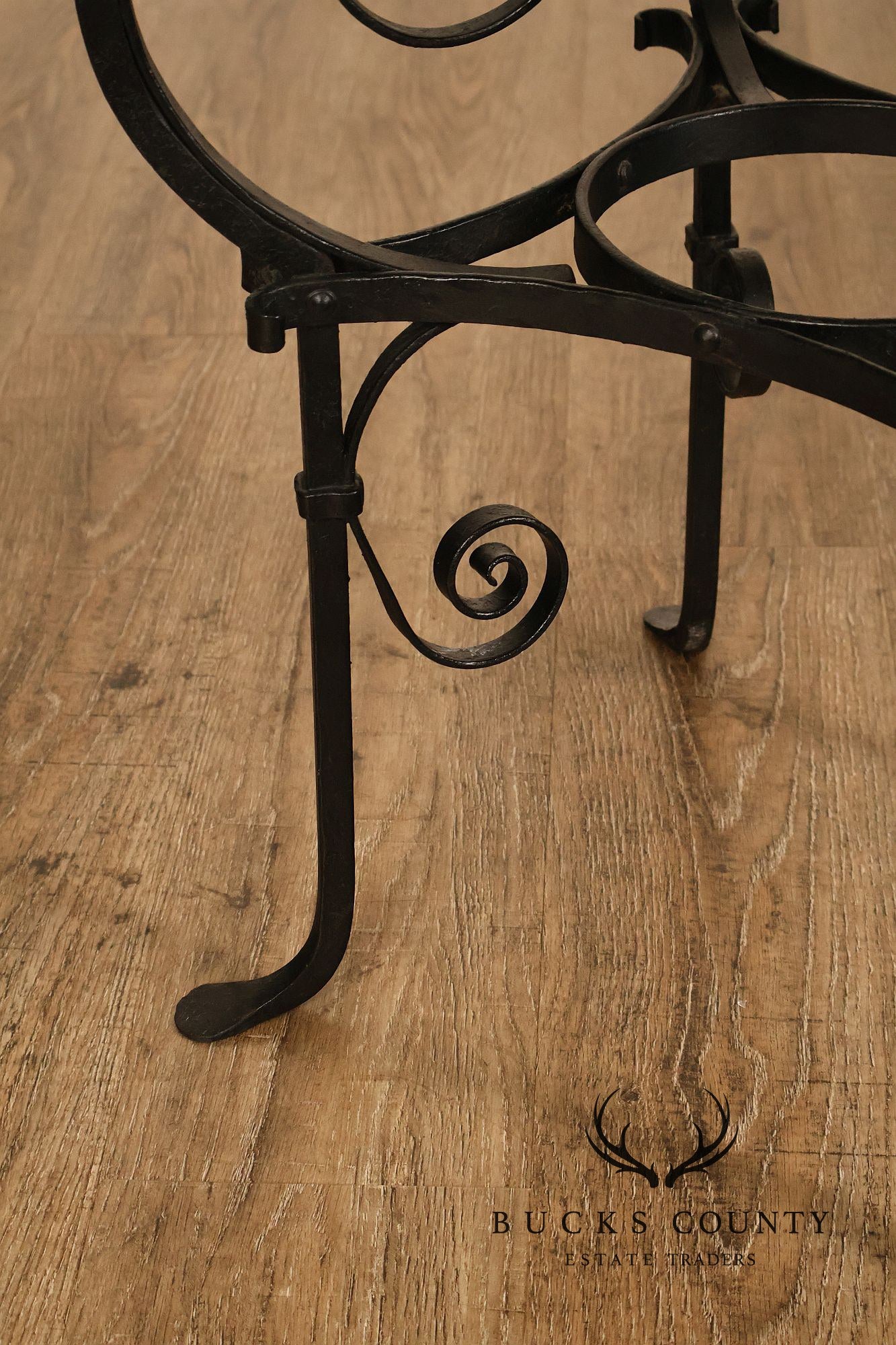 Spanish Revival Style Oak and Wrought Iron Accent Table