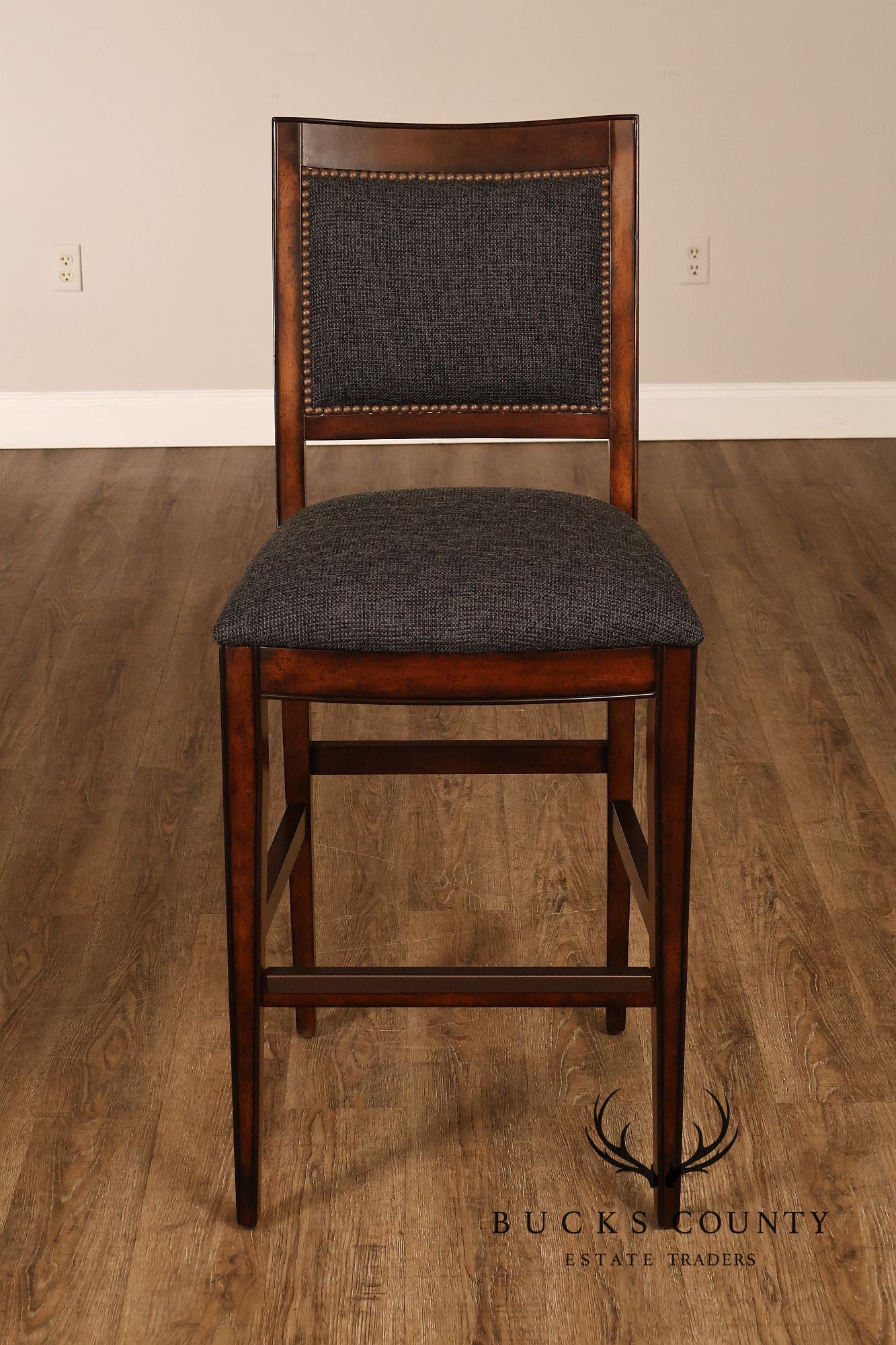 Contemporary Pair of Upholstered Bar Stools