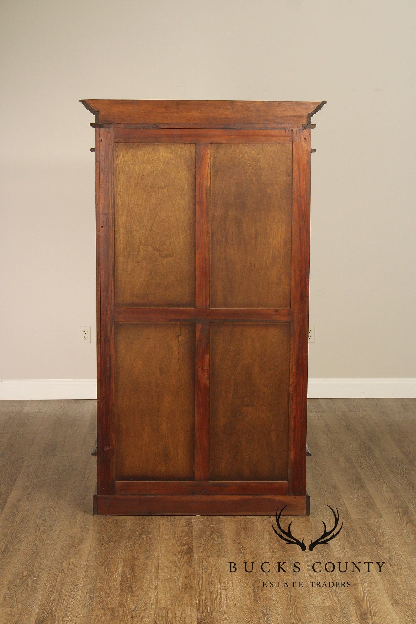 Mahogany Pair Of Tall Open Bookcases With Drawers