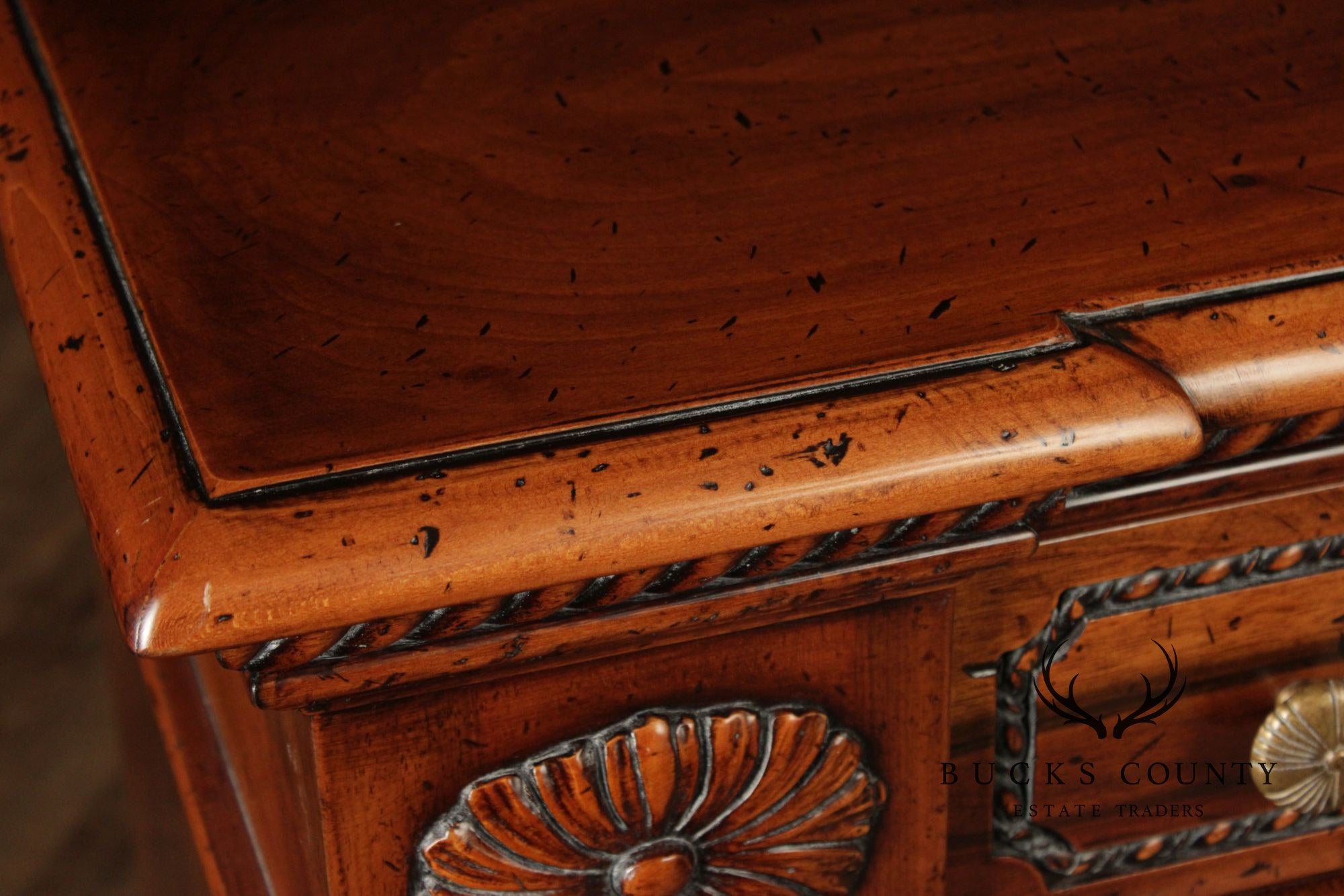 Francesco Molon XVI Century Style Large Walnut Carved Sideboard