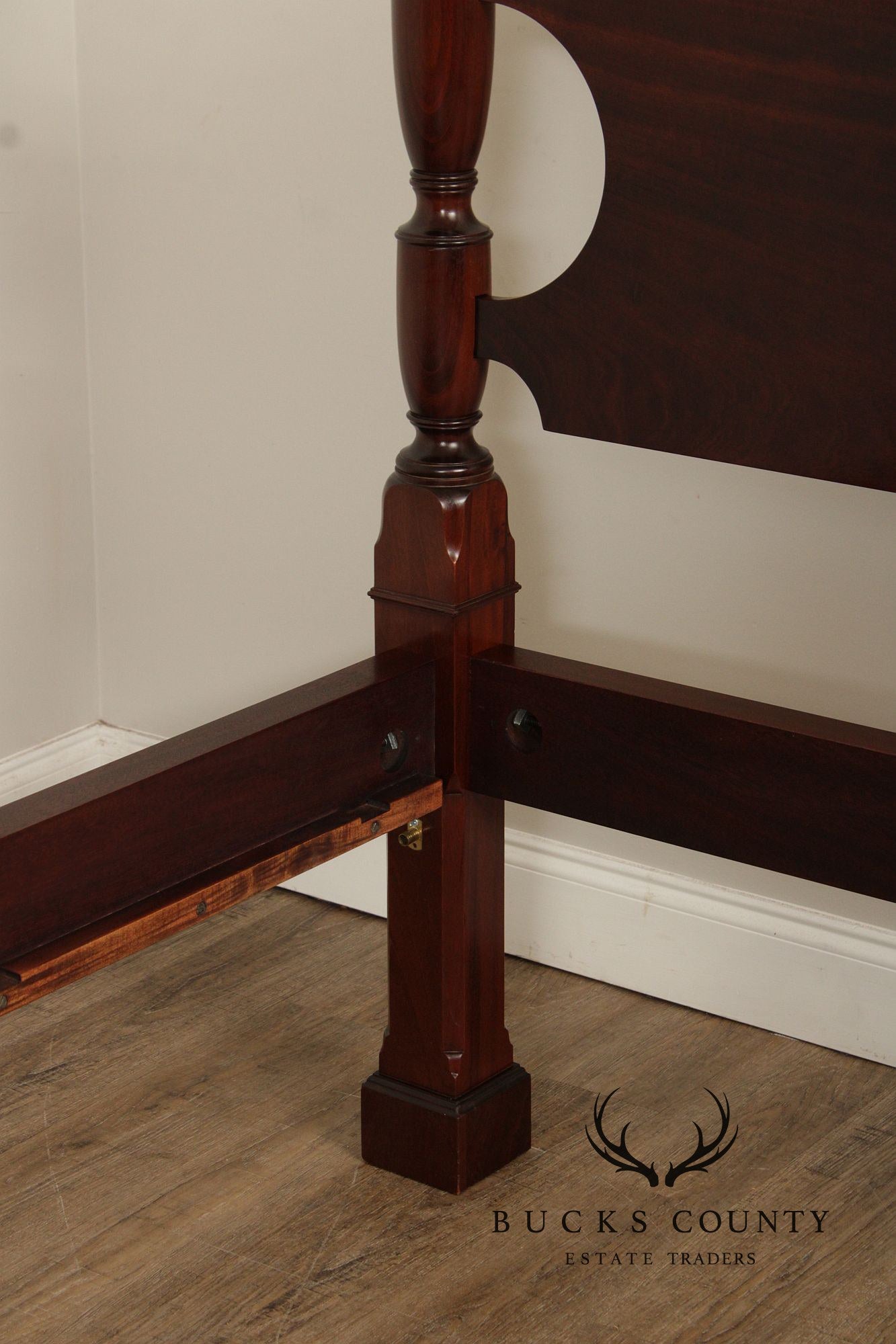 Custom Quality Federal Style Carved Mahogany California King Poster Bed Frame