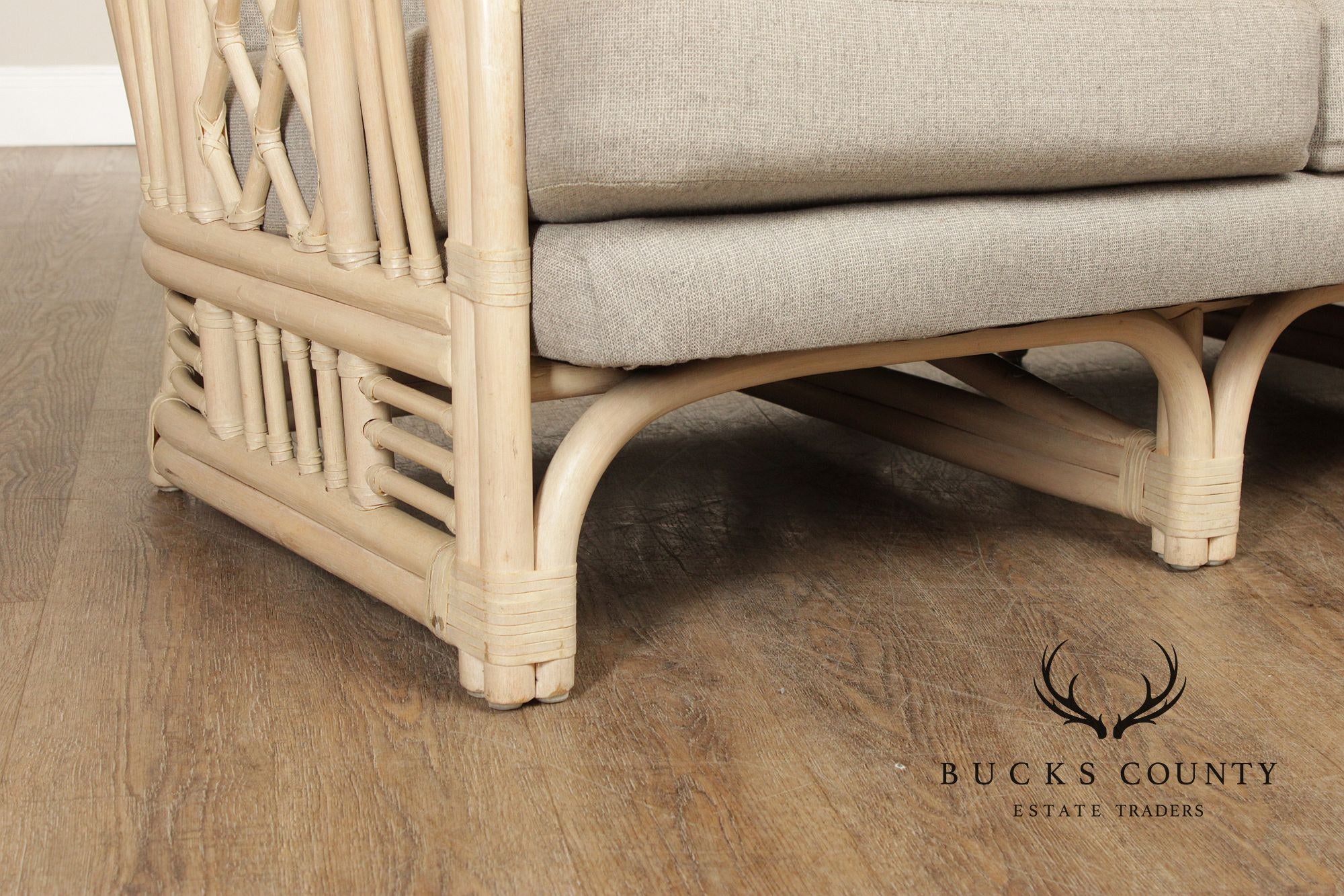 Brighton Pavilion Style Vintage Rattan Three-Seat Sofa