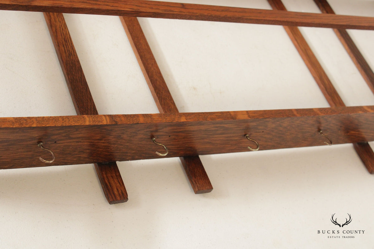 Arts And Crafts Oak Wall-Mounted Plate or Display Rack