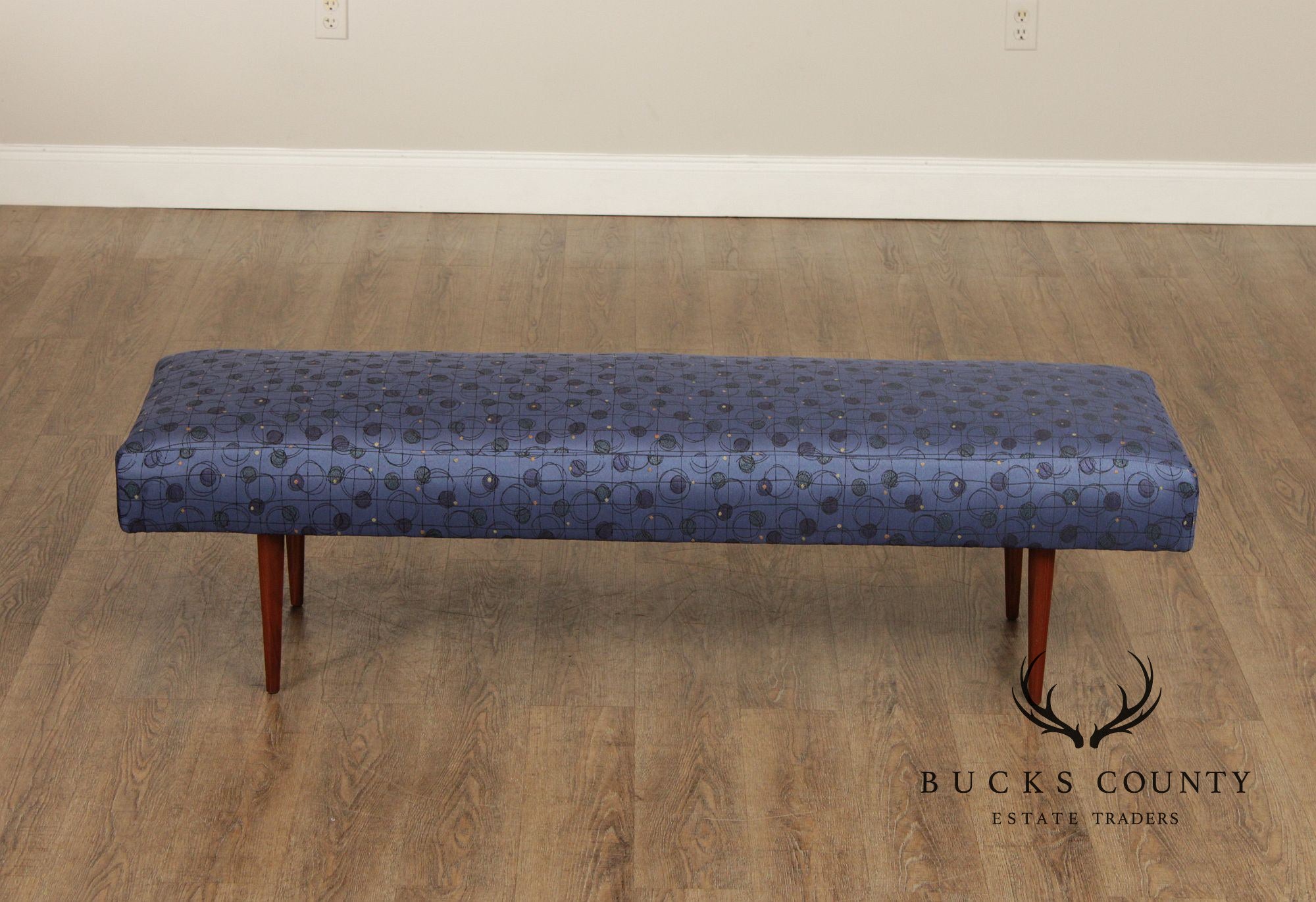 Mid Century Modern Upholstered Walnut Bench