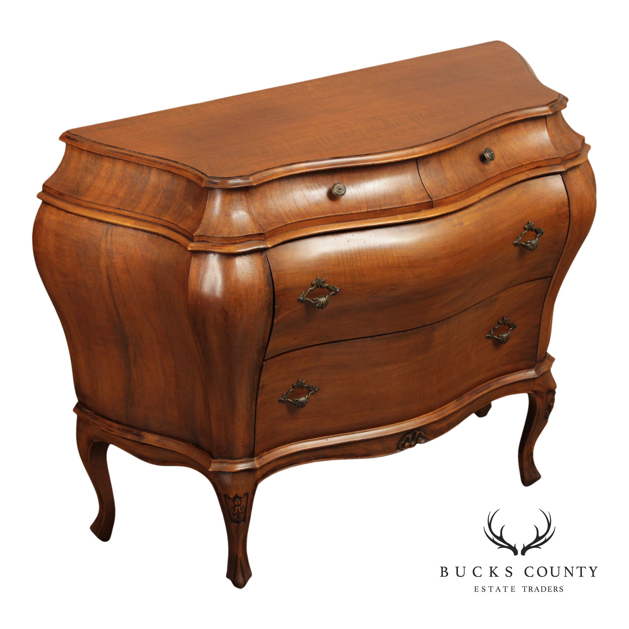 Vintage Italian Walnut Bombe Chest