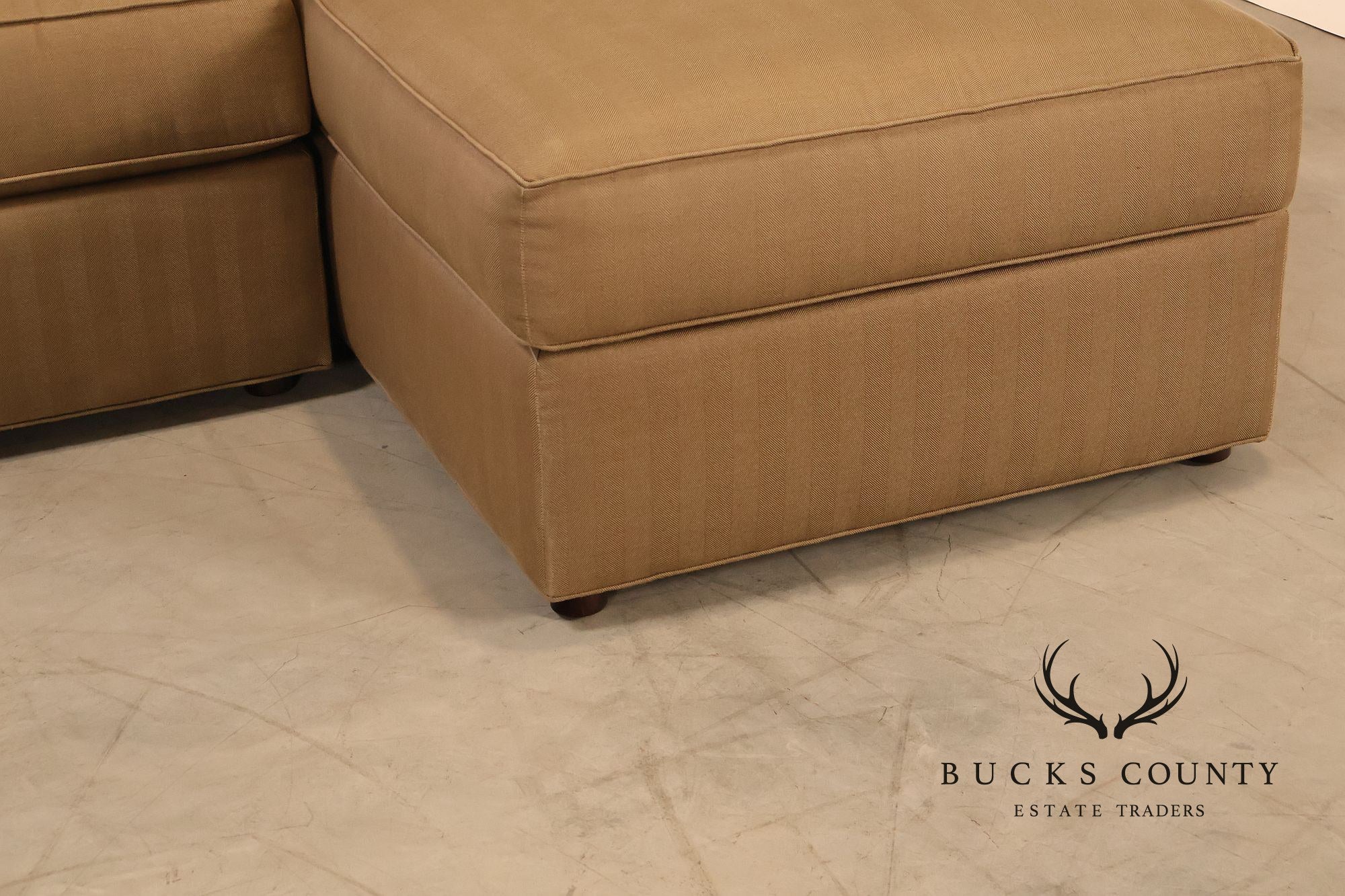 Ethan Allen Upholstered Custom Sectional Sofa With Chaise