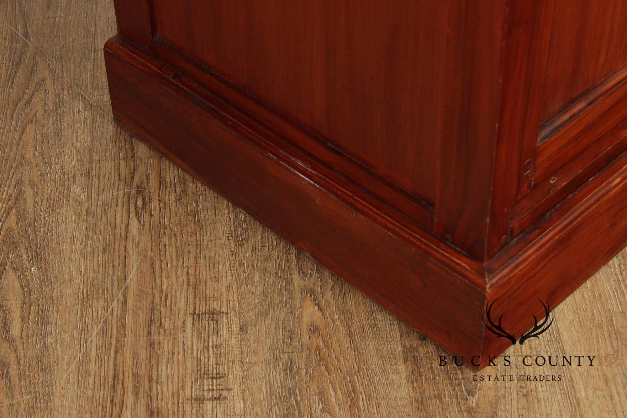 Rustic Hardwood Sliding Door Bookcase Cabinet