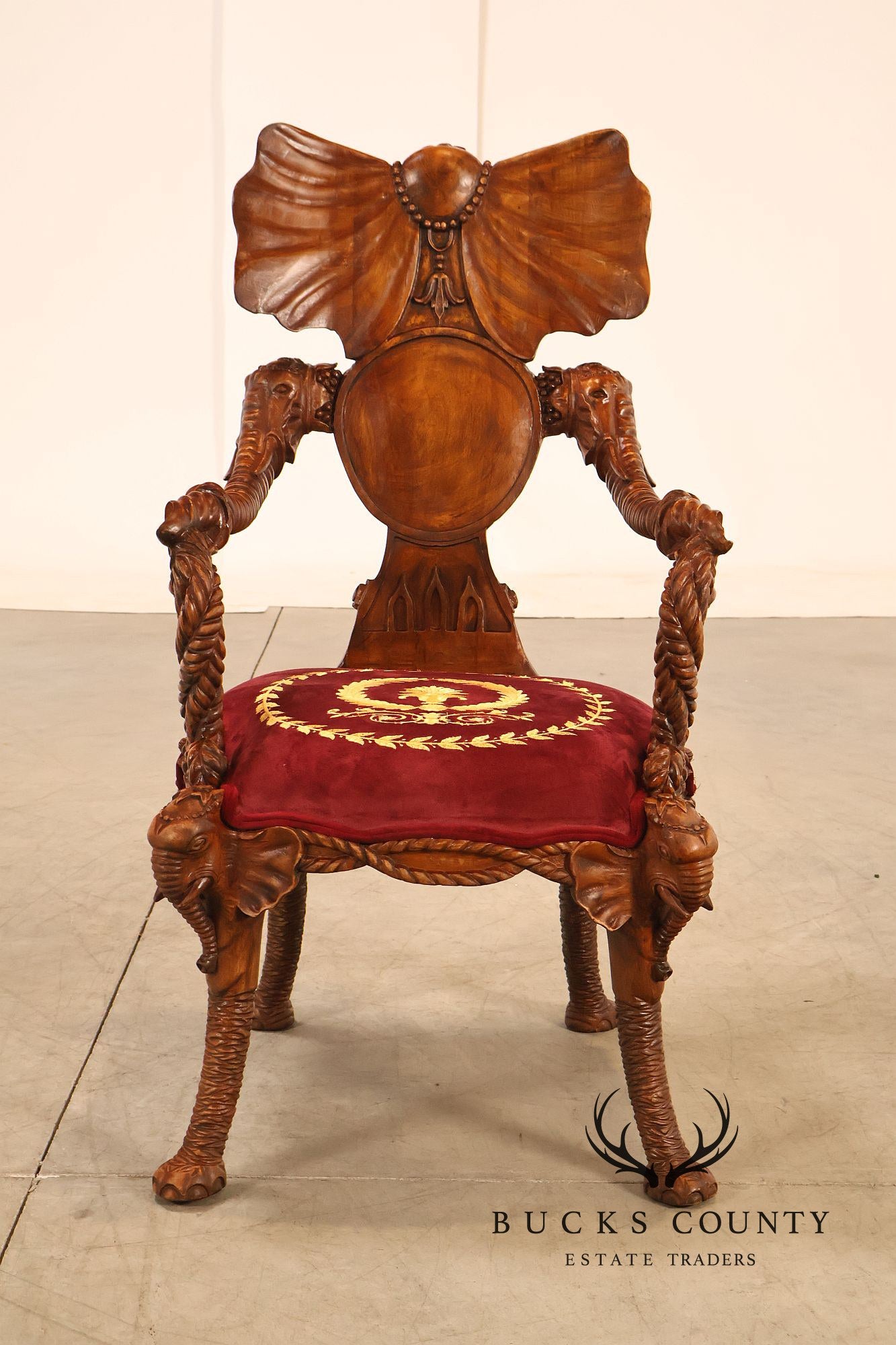 Anglo-Indian Set Of Four Carved Elephant Armchairs