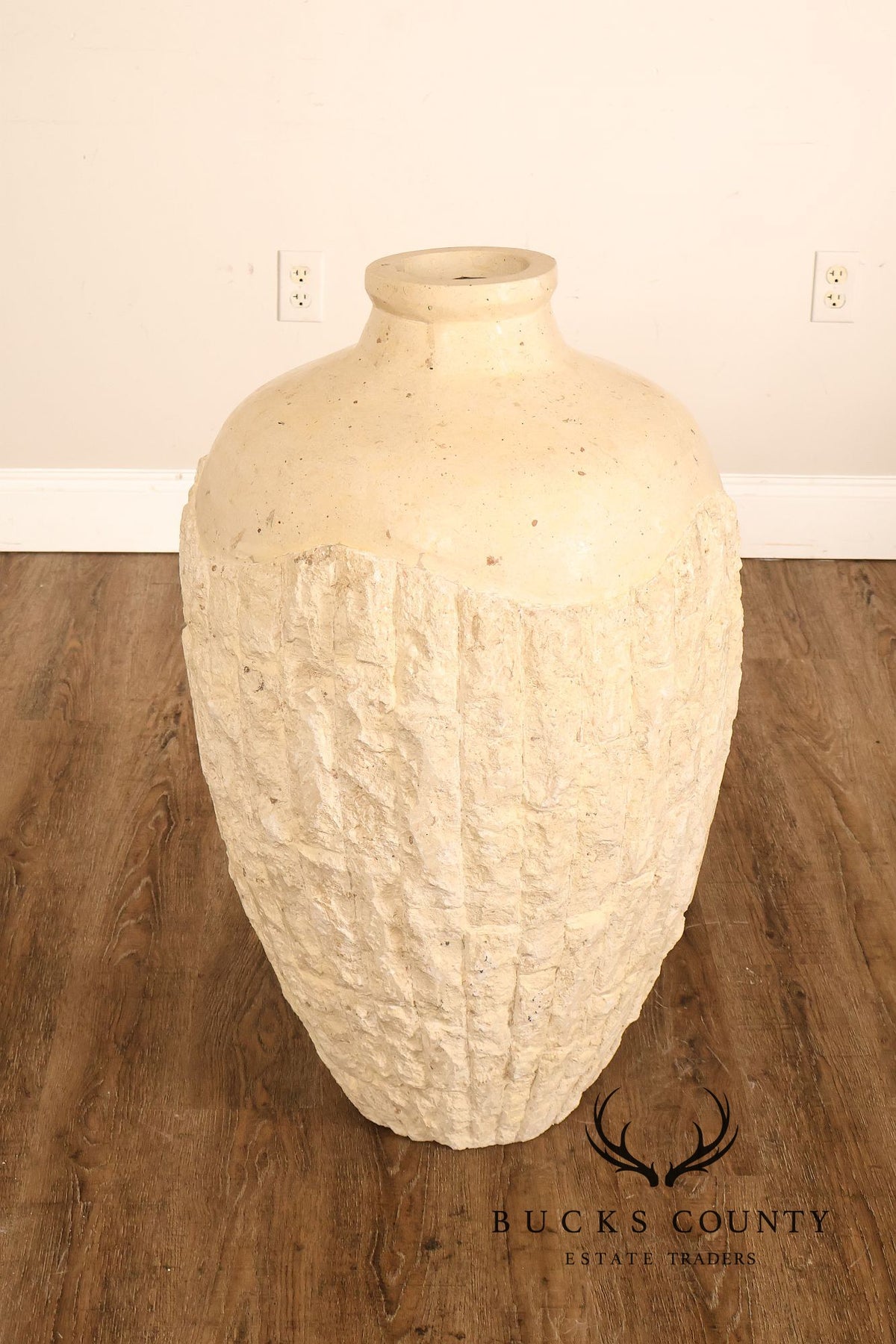 Pair Of Mactan Coral Limestone Tessellated Carved Stone Urns