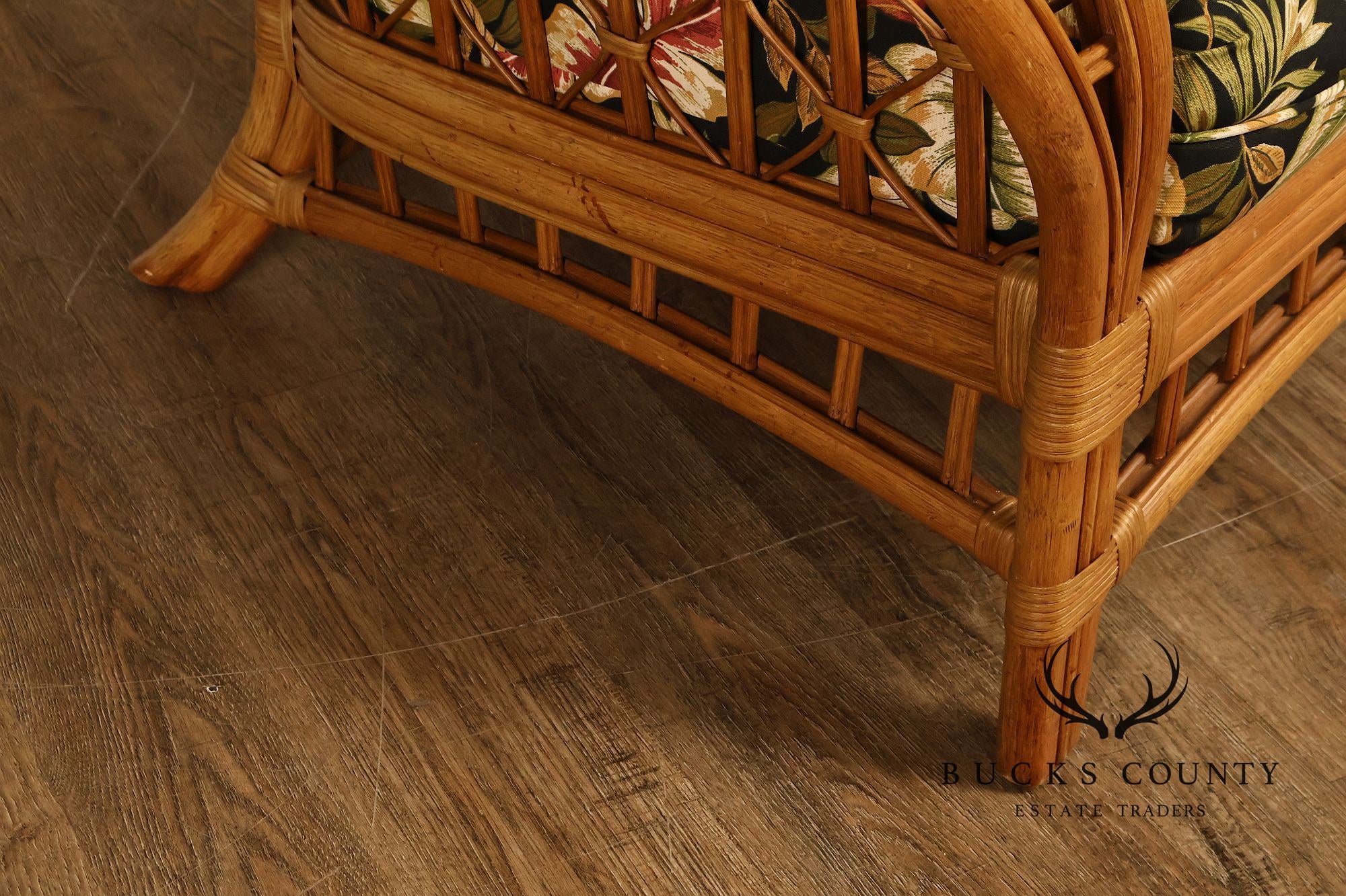 Lane Venture Wicker Lounge Chair With Tropical Upholstery