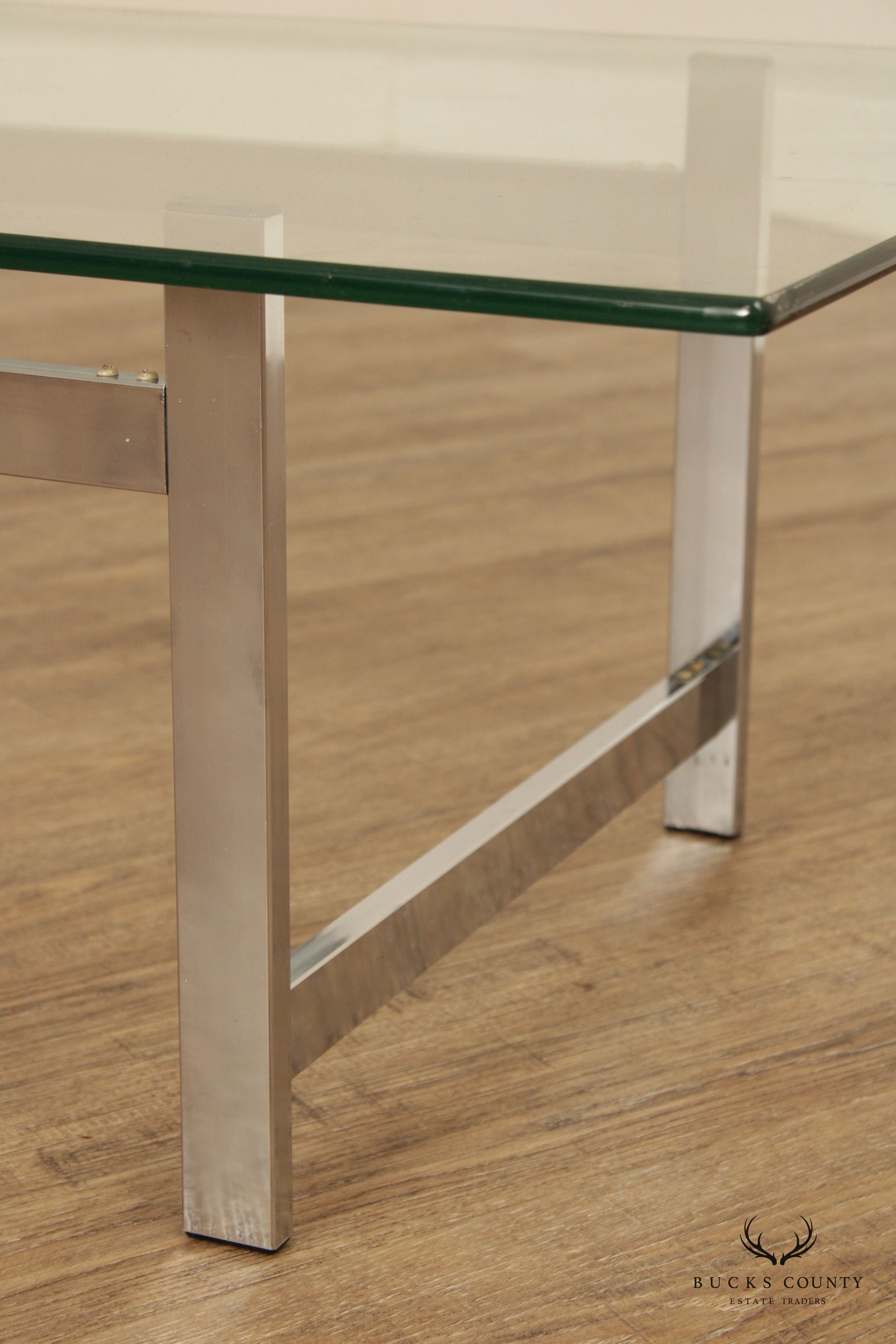 Modern Glass Top Chrome Coffee Table