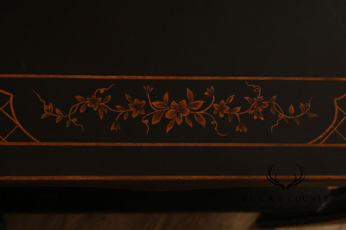 Harden Black Lacquered Chinoiserie Style Side Table With Inlay
