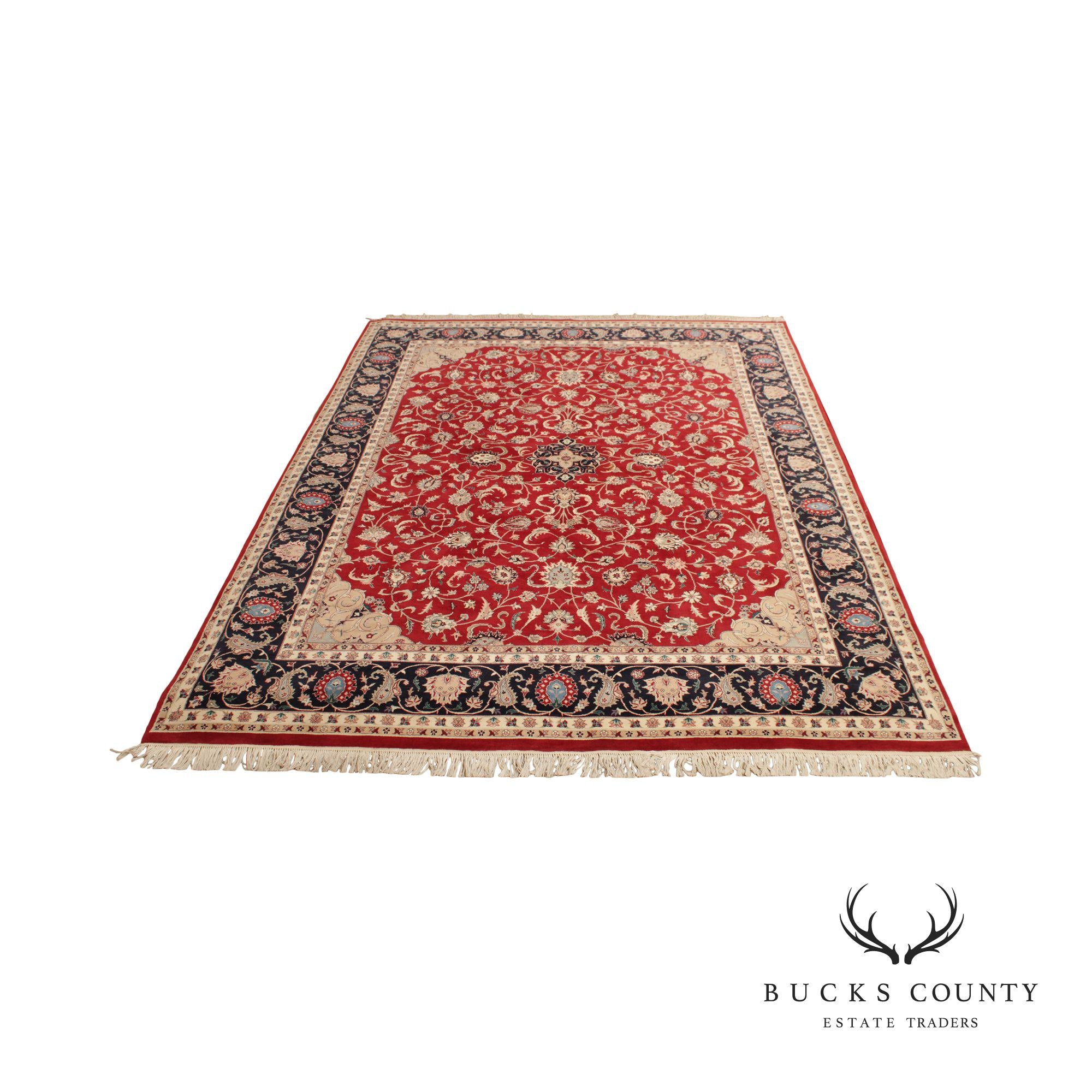 Persian Kashan Large Woven Wool Area Rug, 13' x 9'