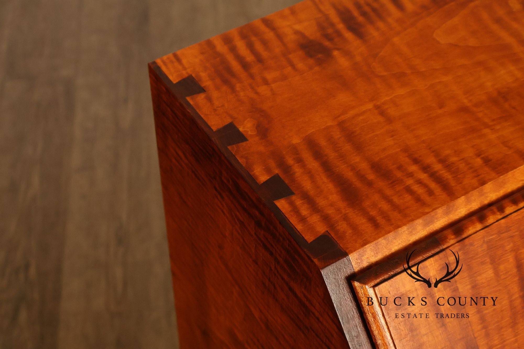 Custom Tiger Maple Slant Drop Front Secretary Desk