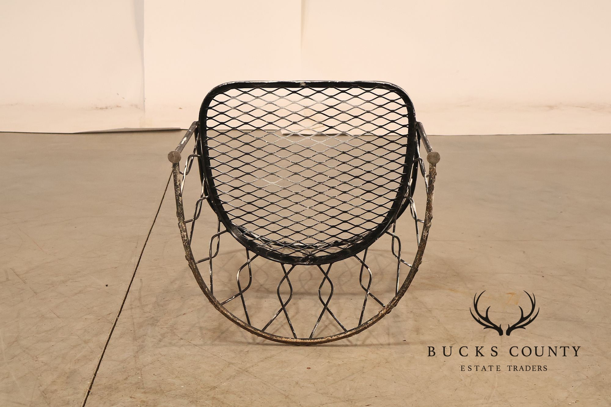 Salterini Wrought Iron Outdoor Patio Barrel Armchair