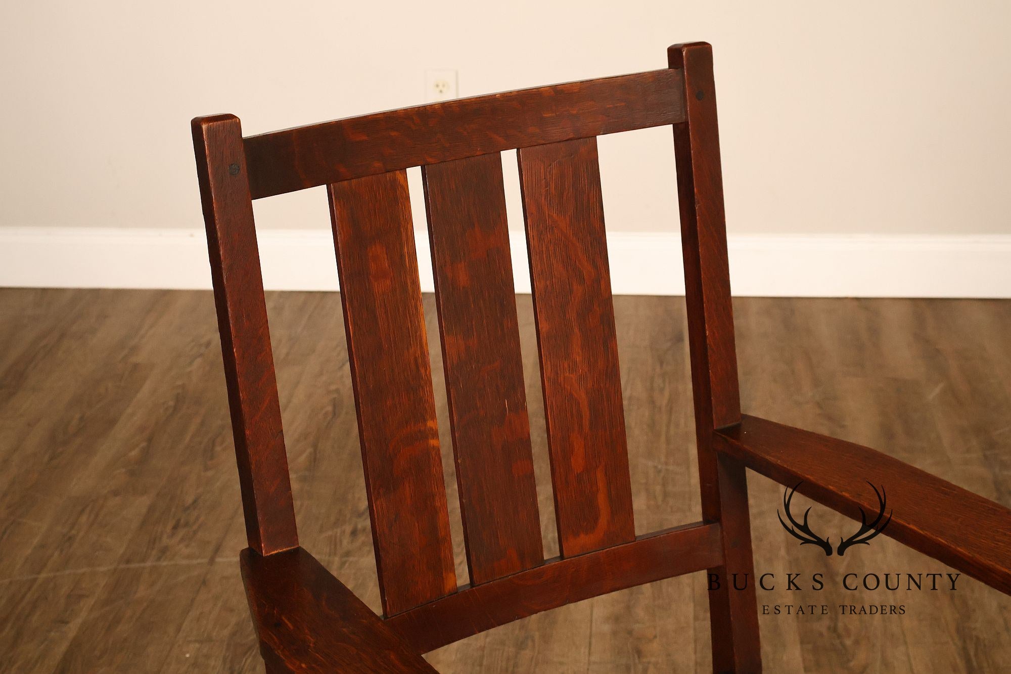 Antique Gustav Stickley Harvey Ellis Arts And Crafts Mission Oak And Leather Armchair