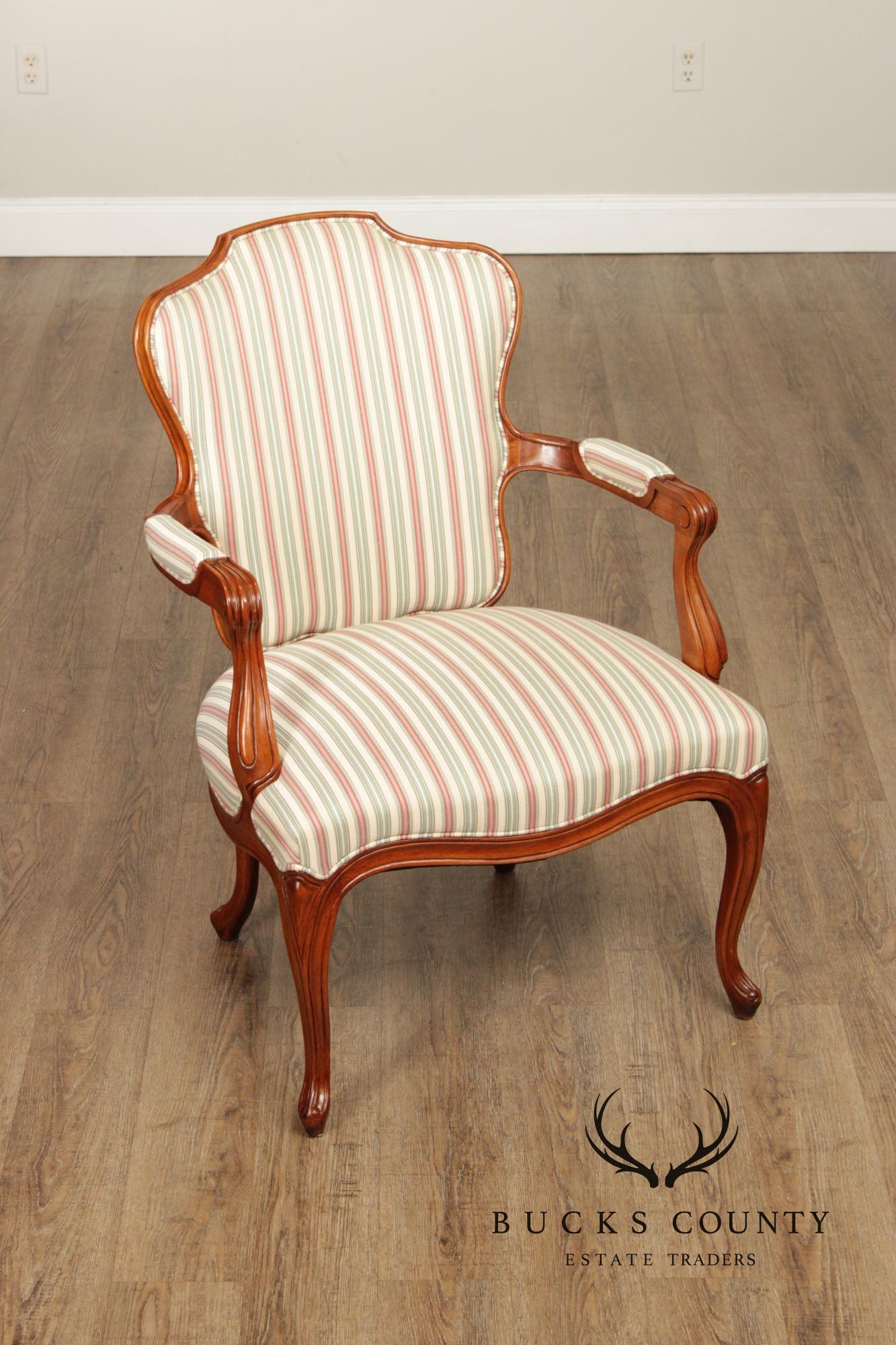 French Louis XV Style Pair of Carved Walnut Armchairs