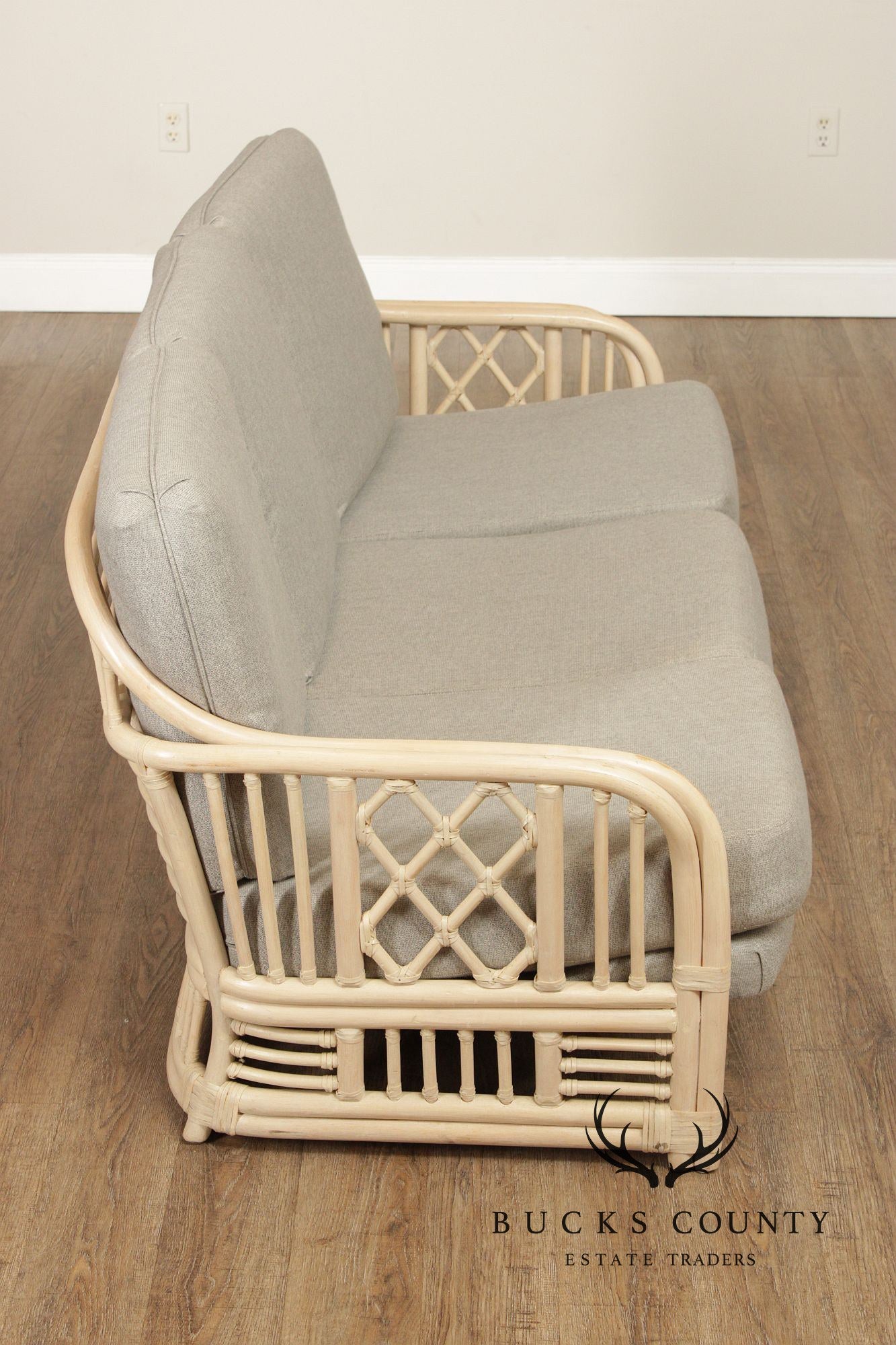 Brighton Pavilion Style Vintage Rattan Three-Seat Sofa